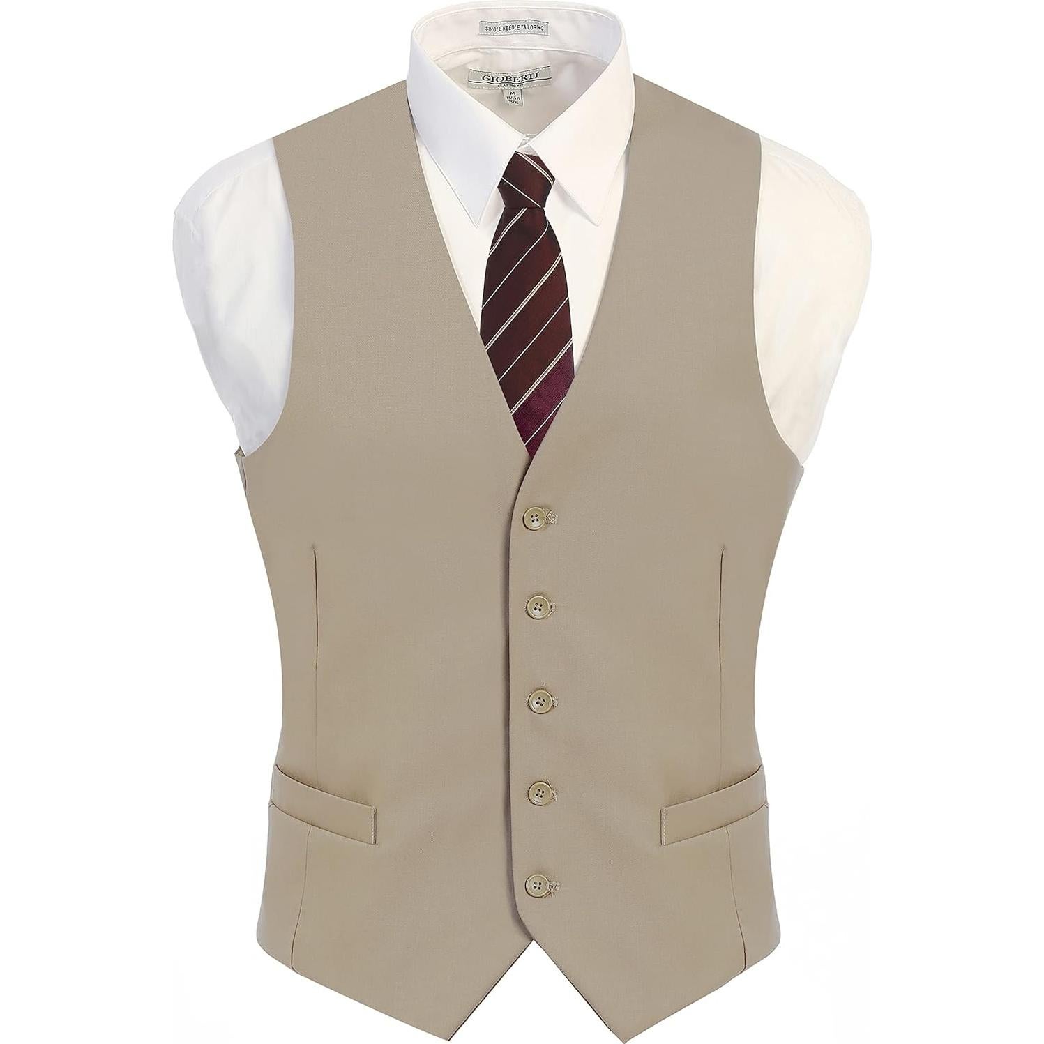Chaleco Formal para Hombre Gioberti Beige Ajustable XS-5XL