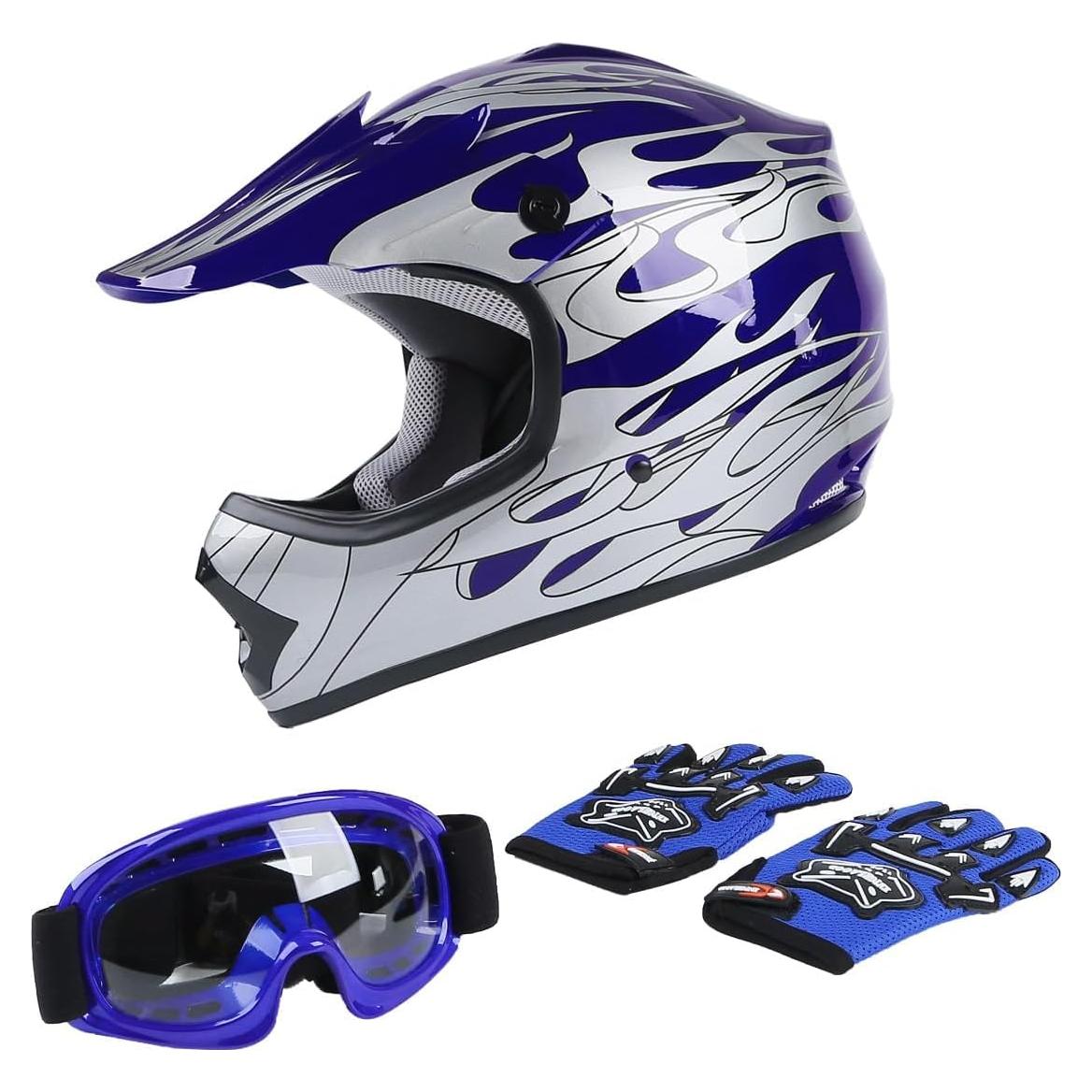Casco de Motocross TCT-MOTORPARTS Pequeño Llama Azul