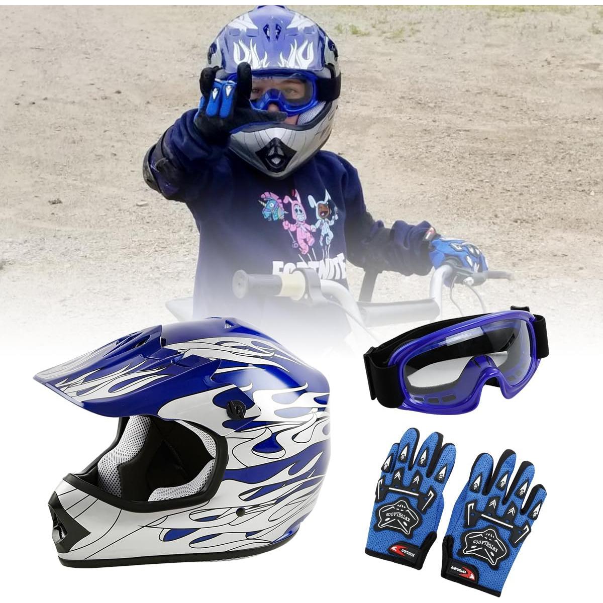 Casco de Motocross TCT-MOTORPARTS Pequeño Llama Azul