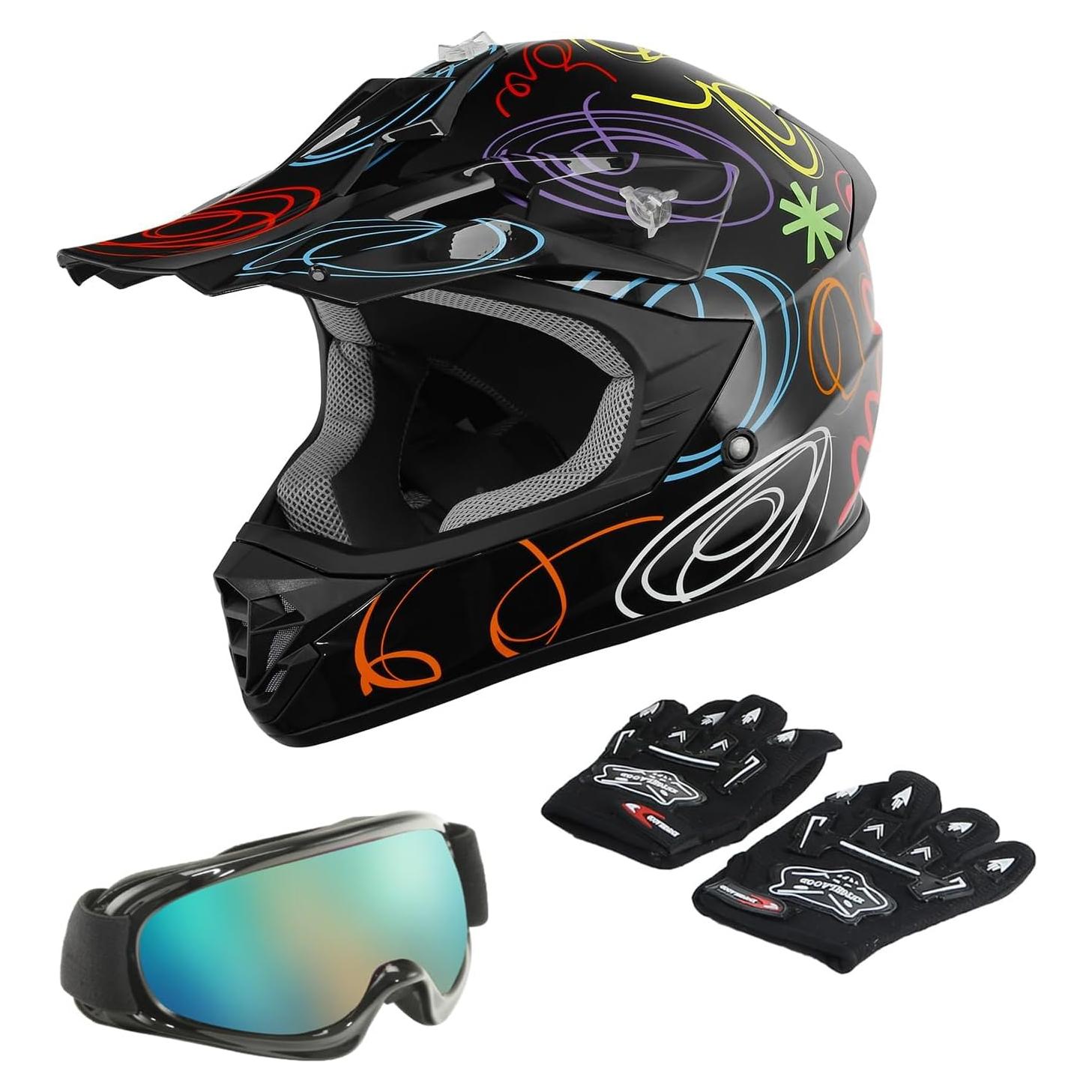 Casco Integral TCT-MOTORPARTS Niños Motocross Negro Graffiti