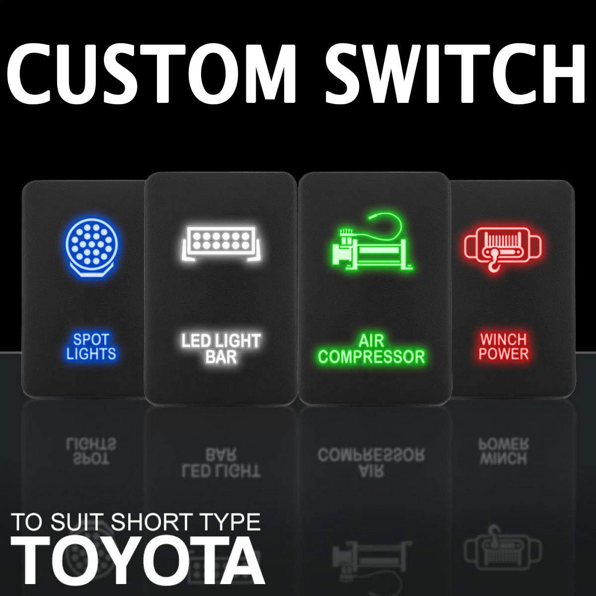 Interruptor de Empuje Retroiluminado Toyota - Azul - 5.08x3.25 cm