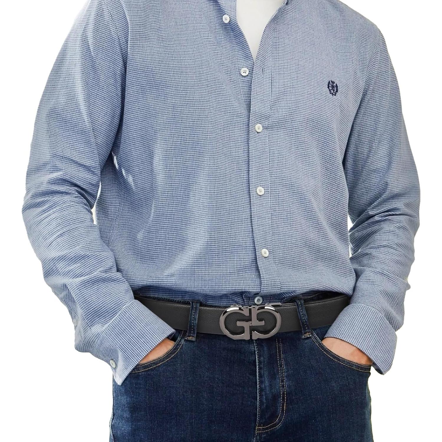 Cinturón de Cuero Unisex Aurolran Ajustable Negro