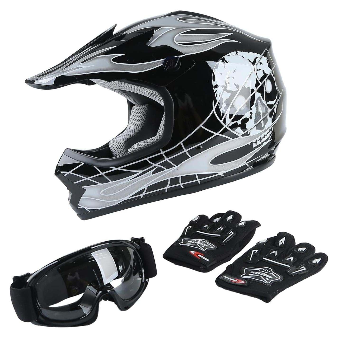 Casco Integral TCT-MOTORPARTS Niños Motocross Calavera Negra