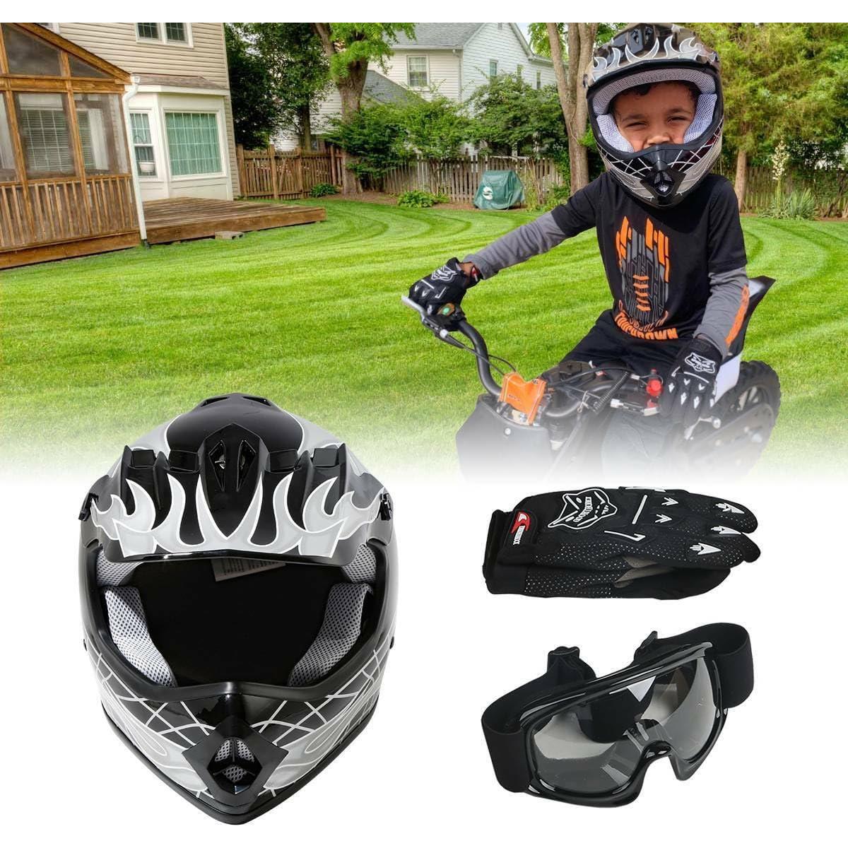 Casco Integral TCT-MOTORPARTS Niños Motocross Calavera Negra