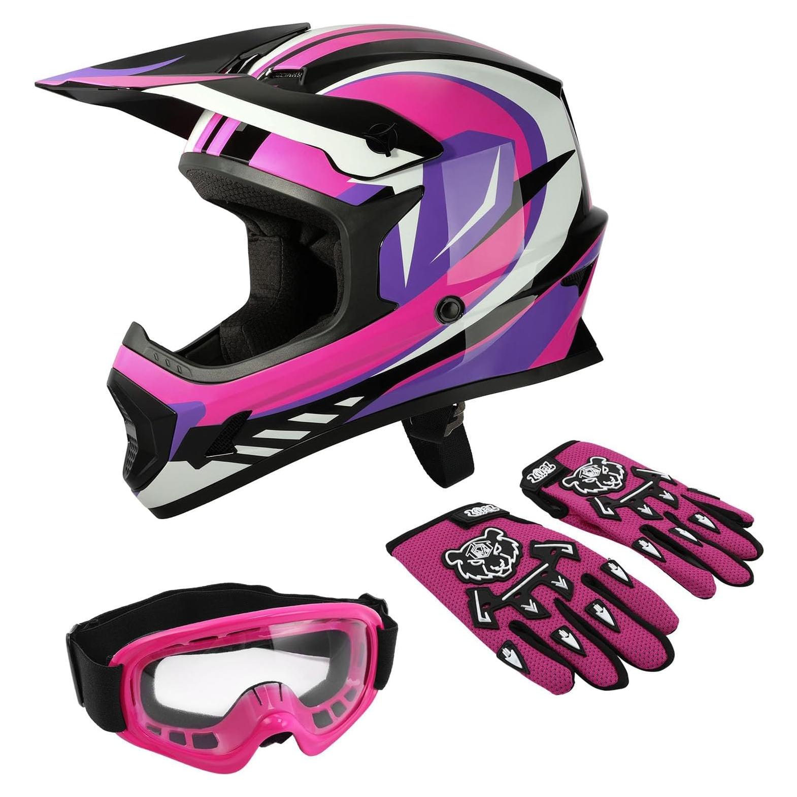 Casco Infantil TCT-MOTORPARTS Mediano Rojo Rosa Offroad
