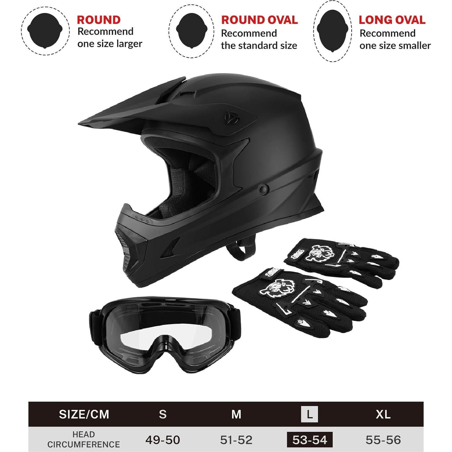 Casco TCT-MOTORPARTS para Niños Motocross Grande Negro