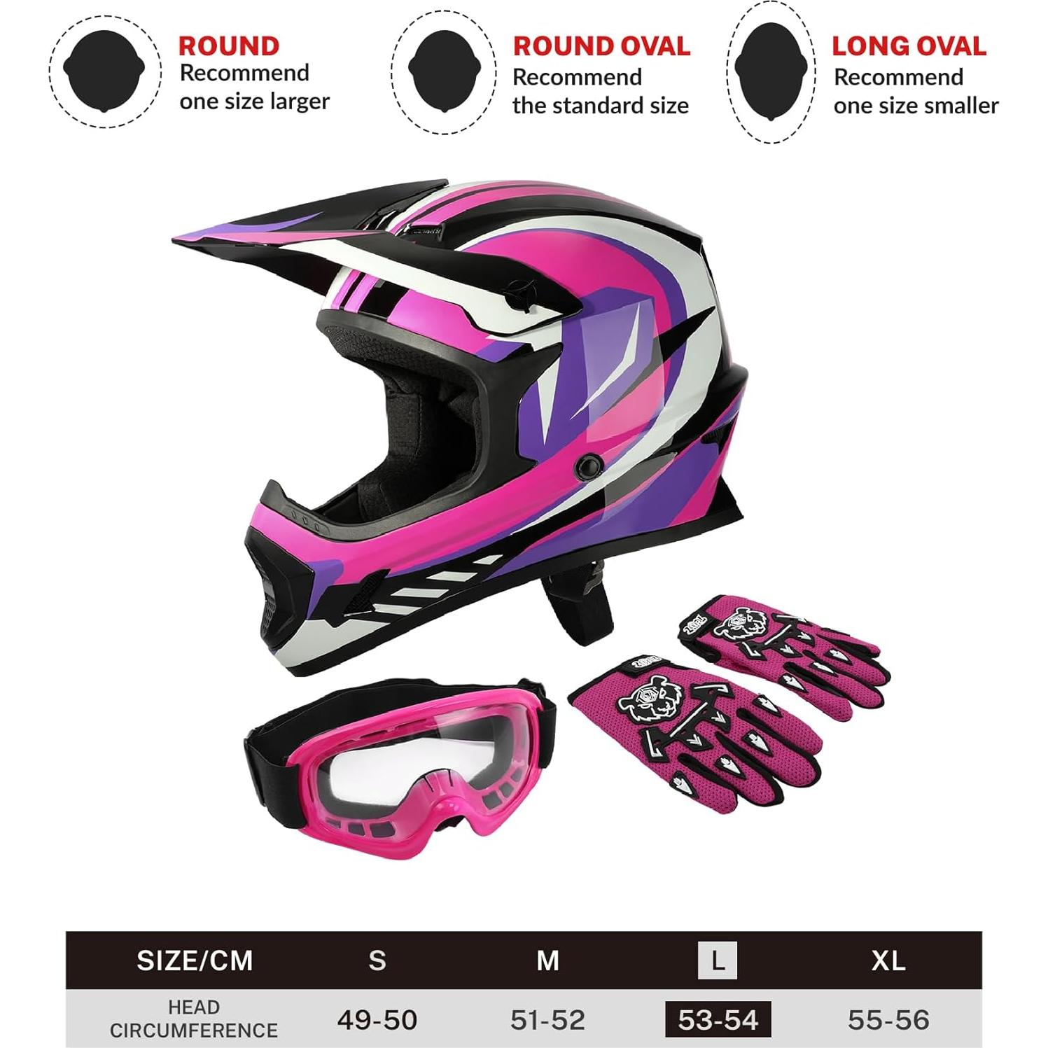 Casco Infantil TCT-MOTORPARTS Grande Rojo Rosa DOT ATV