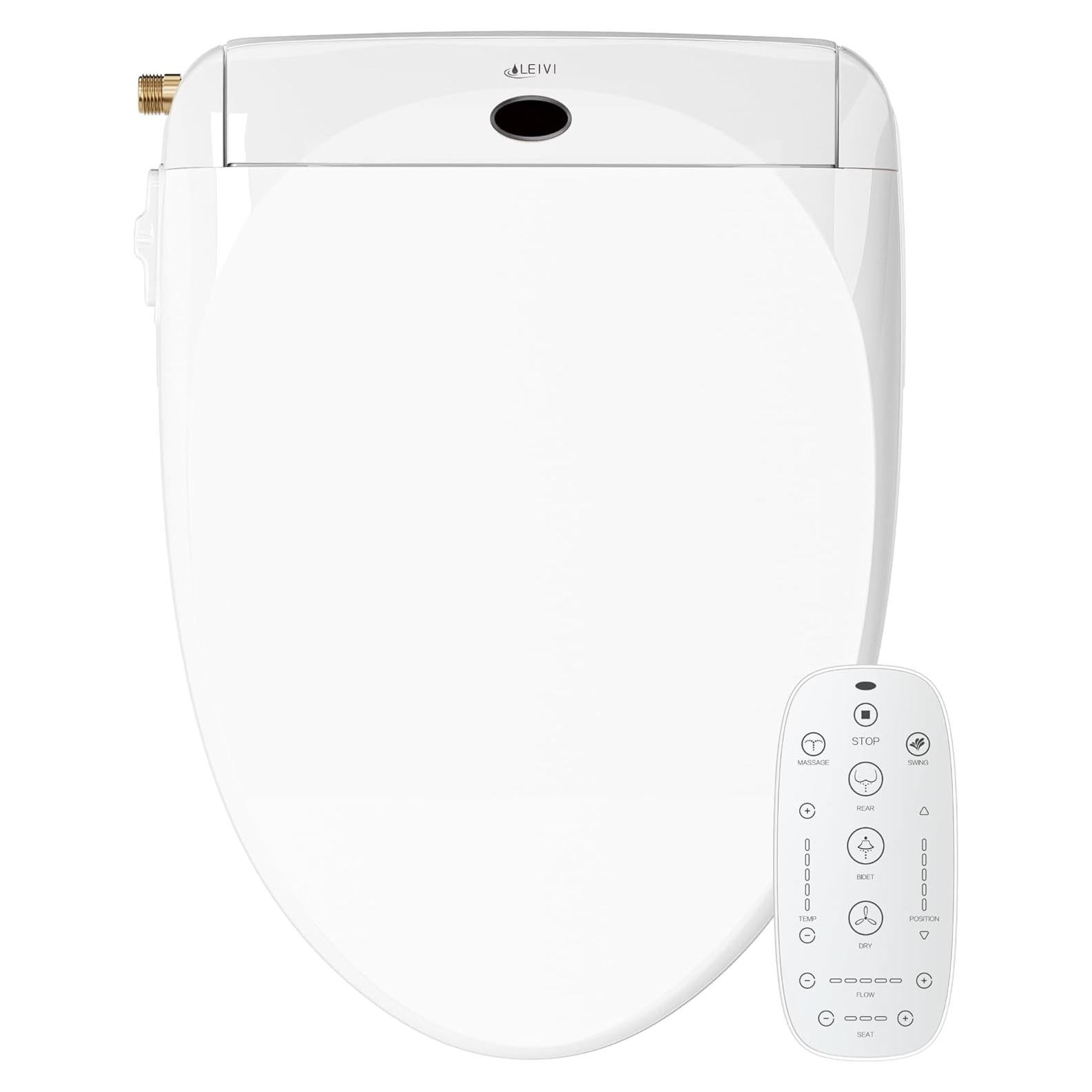 LEIVI Electric Bidet Smart Toilet Seat with Dual Control Mode, Adjustable Warm Water and Air Dryer, Ultra Slim Heated Toilet Seat, Oscillating and Pulsating Spray Wash, LED Nightlight, Elongated