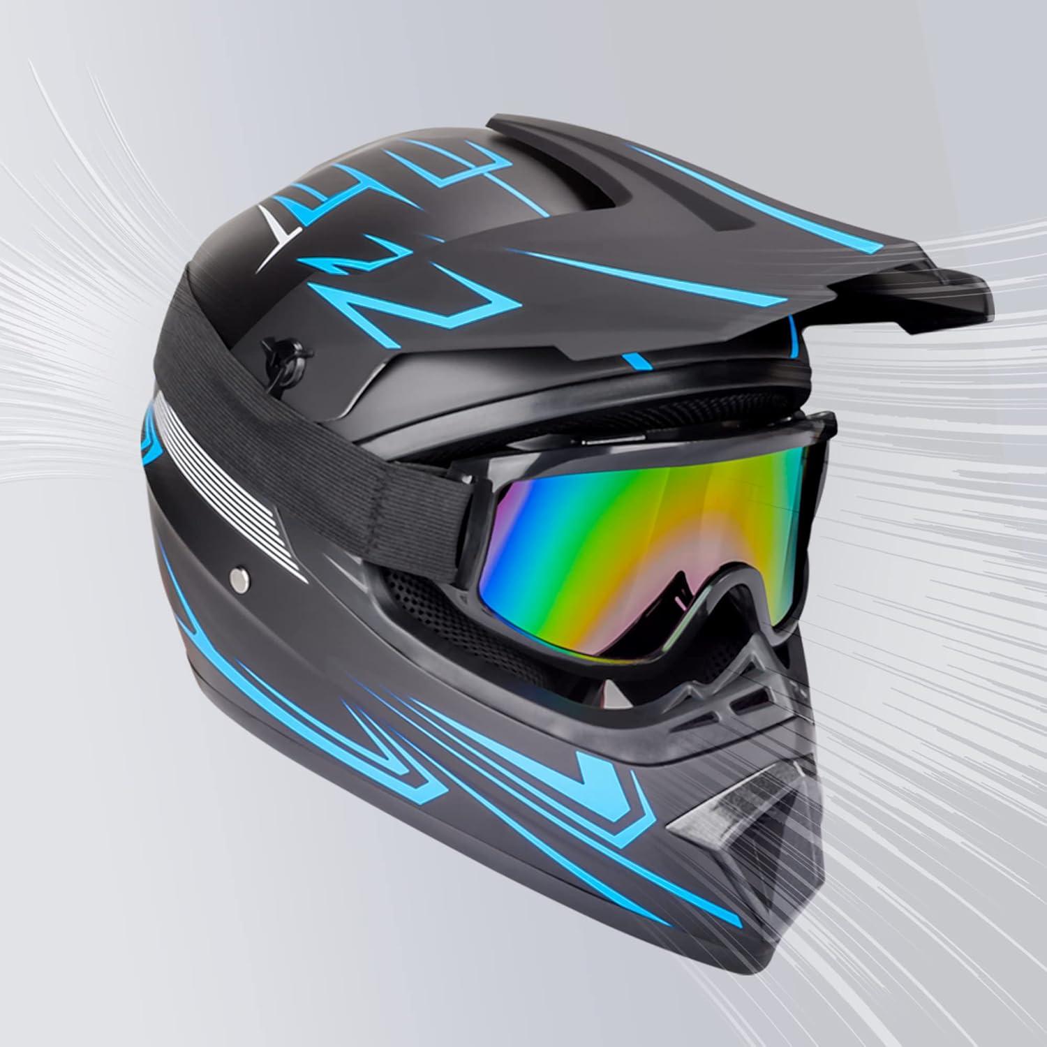 Casco de Motocross Yesmotor 225 para Niños Azul S