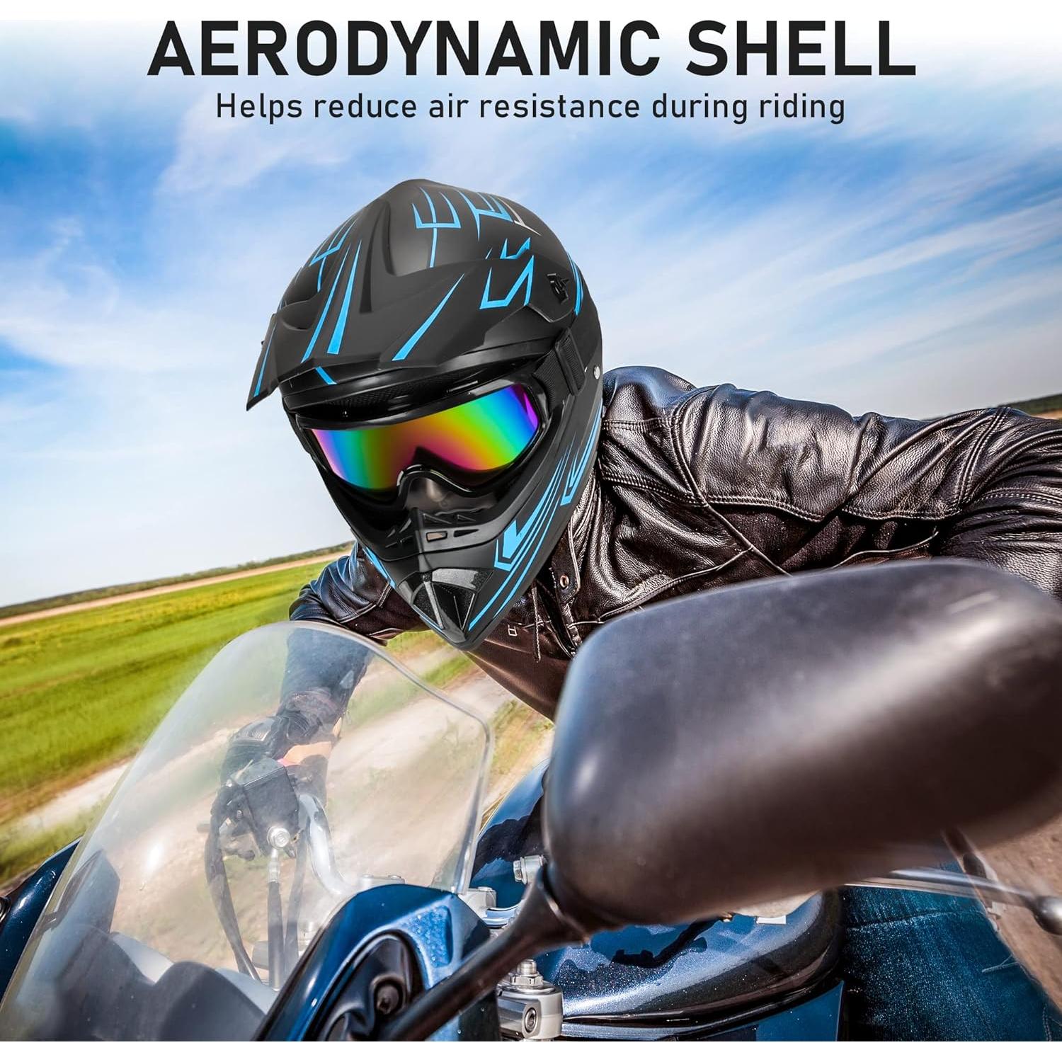 Casco de Motocross Yesmotor 225 para Niños Azul S