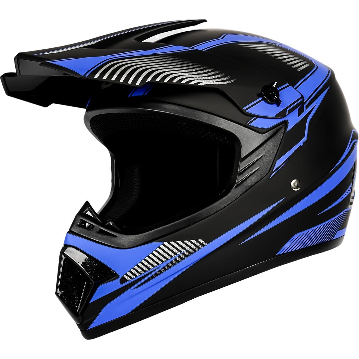 Conjunto Casco Motocross Yesmotor M Azul Oscuro + Guantes y Gafas