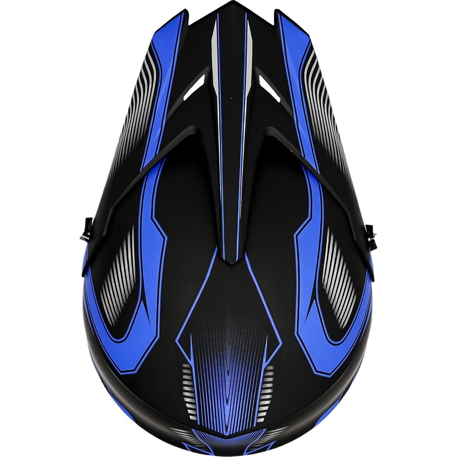 Conjunto Casco Motocross Yesmotor M Azul Oscuro + Guantes y Gafas