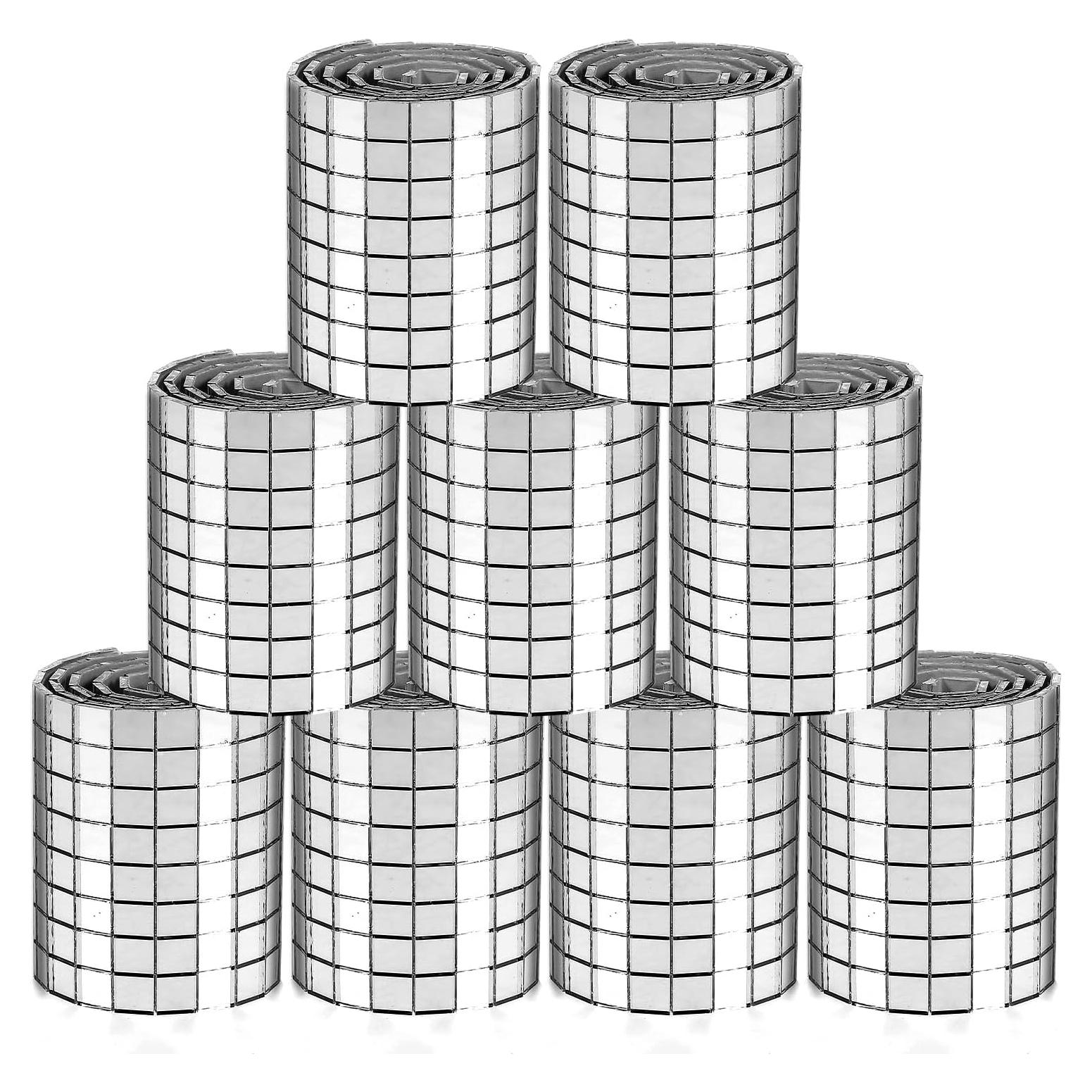 9 Pack Self Adhesive Mosaic Tiles, 4248 Pcs Small Square Mirror Tiles Sticker 5 x 5 mm Disco Tiles Mirror Mosaic Tiles for Interior Decoration DIY Disco Ball Card Making and Art Collage