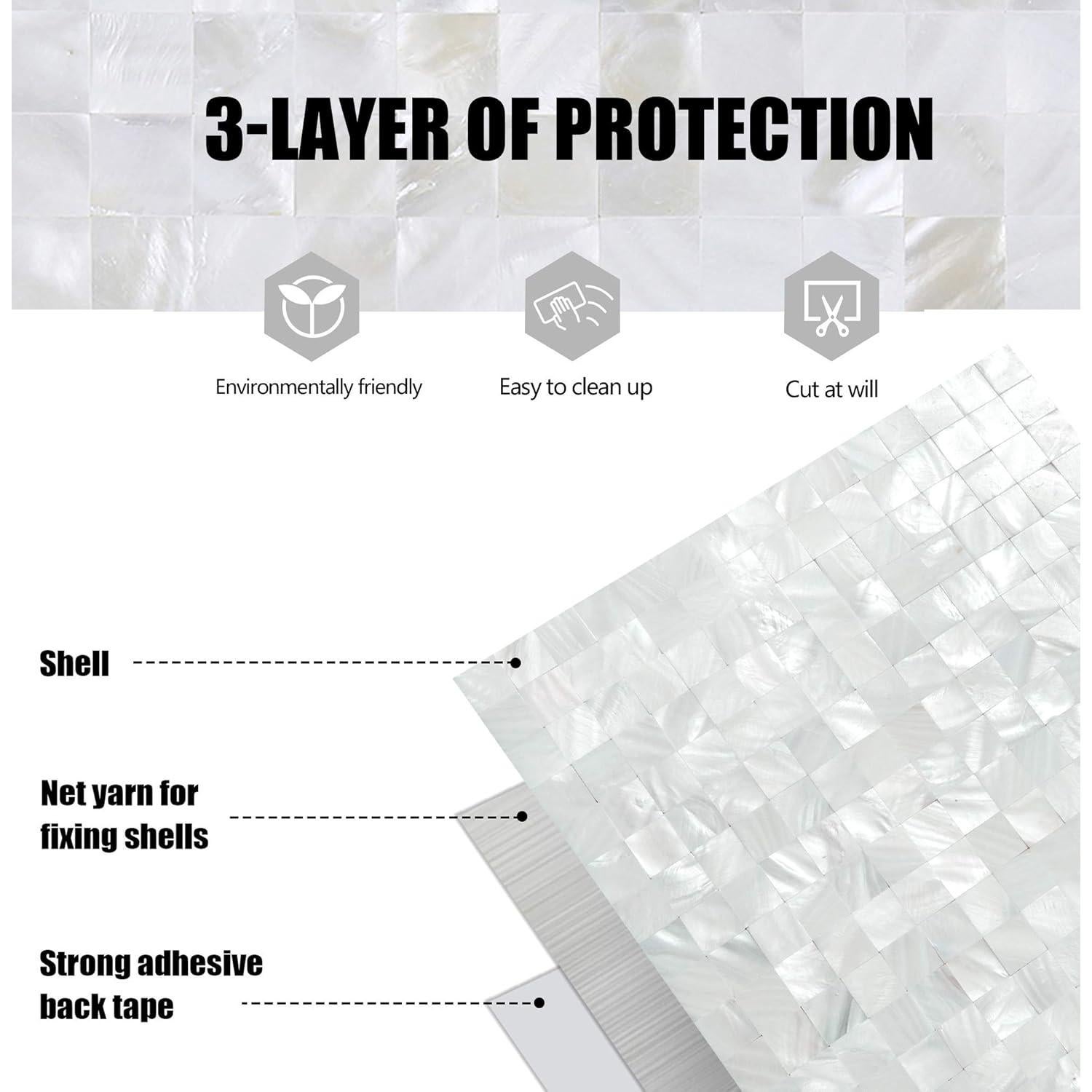 Azulejos de Concha KASARO 30.48x30.48cm Blanco Retro