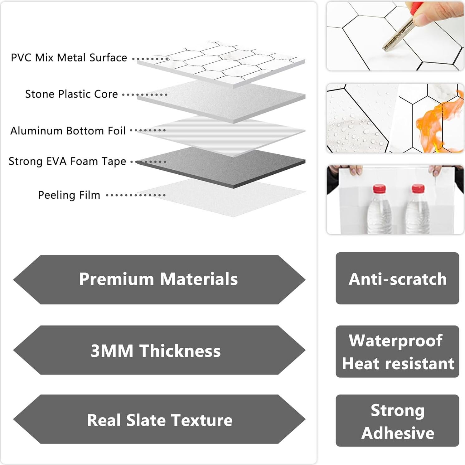Azulejos Autoadhesivos Vamos Tile Hexagonales 10 Pzas 31.5x30.5cm