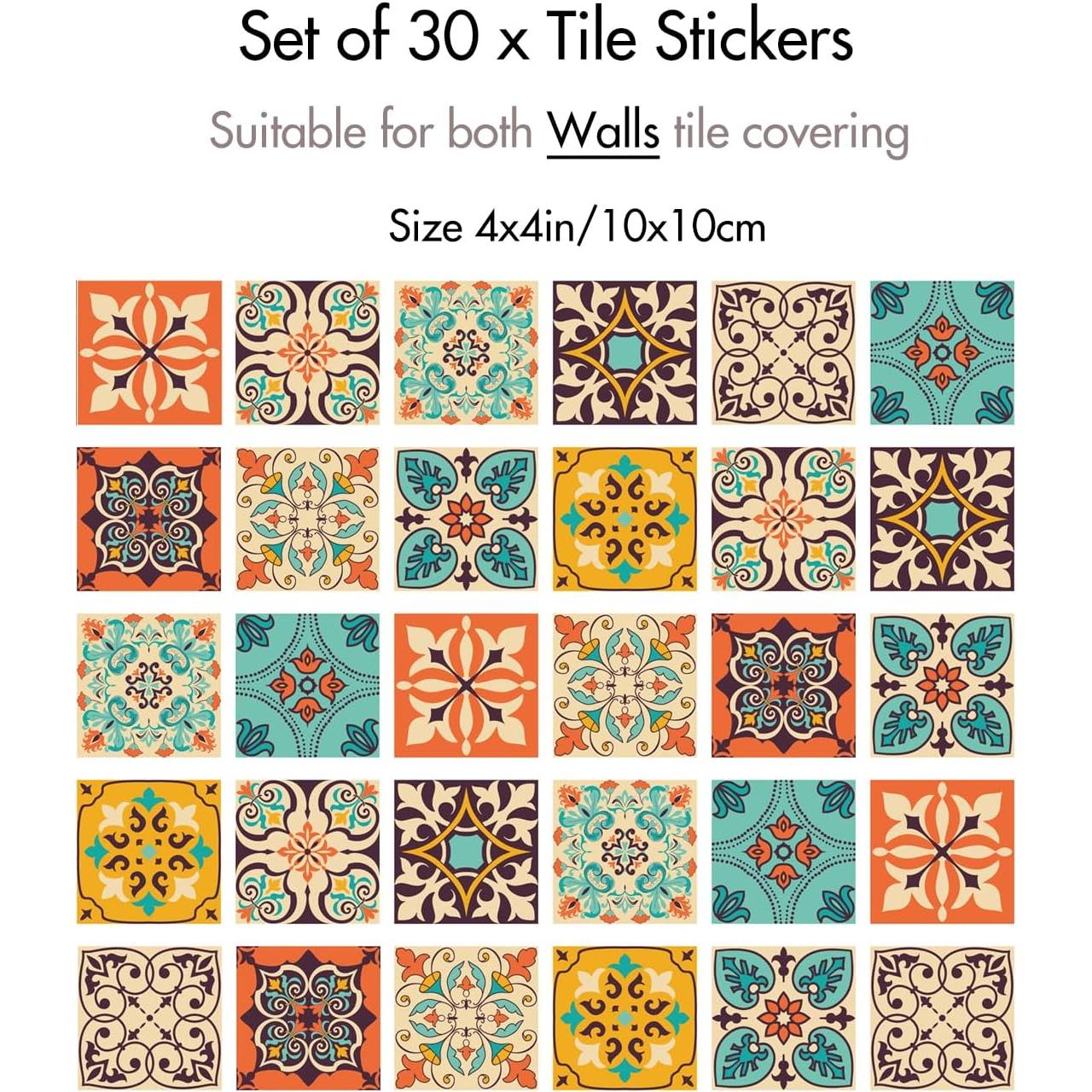 Pegatinas de Azulejos Marroquíes Vintage Meihea - 30 PC 10x10 cm