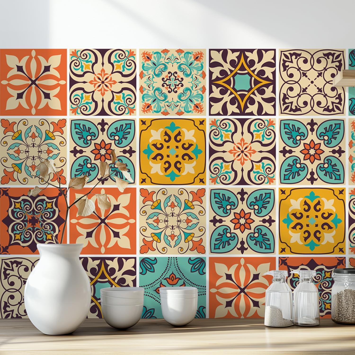 Pegatinas de Azulejos Marroquíes Vintage Meihea - 30 PC 10x10 cm