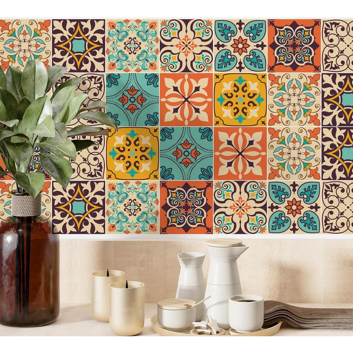 Pegatinas de Azulejos Marroquíes Vintage Meihea - 30 PC 10x10 cm