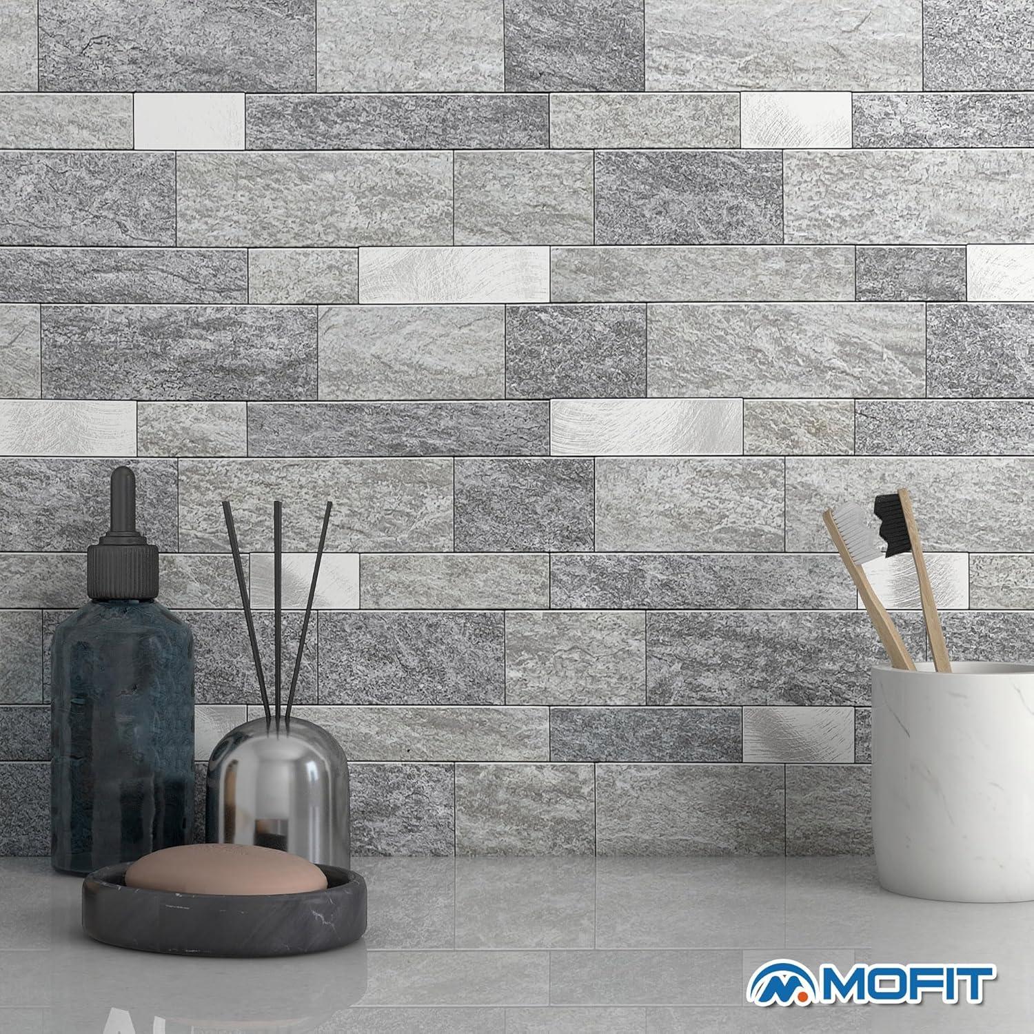 Azulejo Autoadhesivo MOFIT 3D Mosaico Lineal Mate 5 Hojas