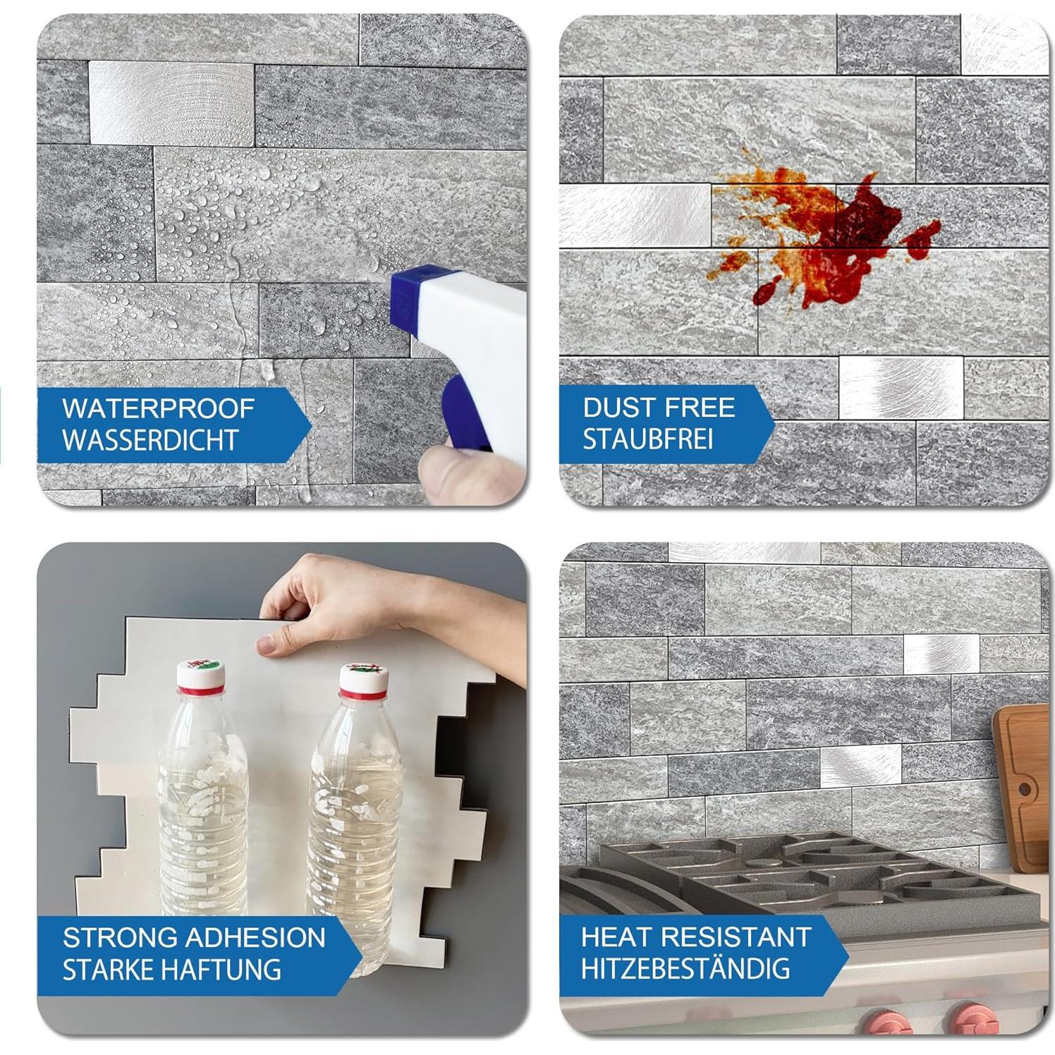 Azulejo Autoadhesivo MOFIT 3D Mosaico Lineal Mate 5 Hojas