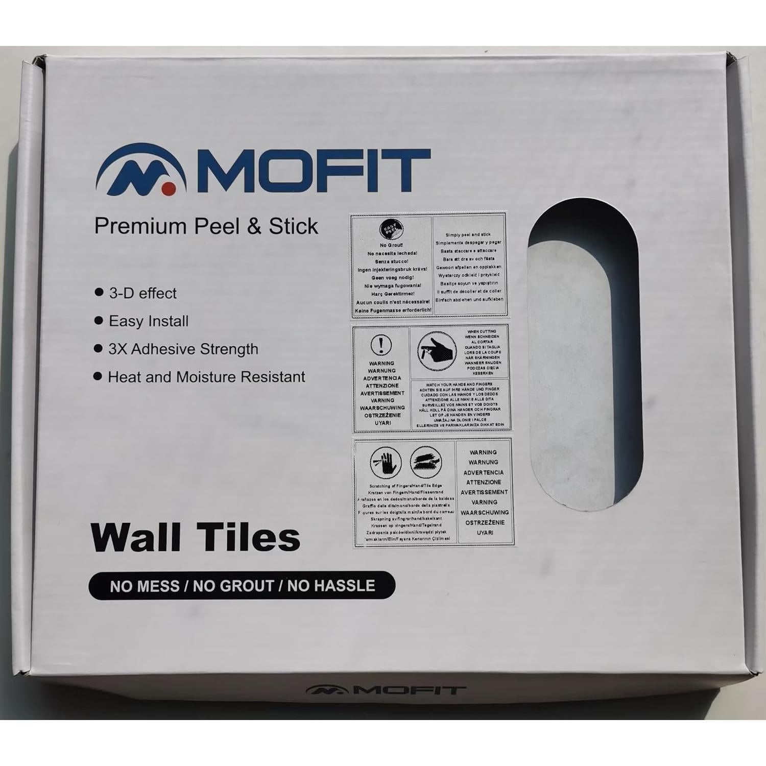 Azulejo Autoadhesivo MOFIT 3D Mosaico Lineal Mate 5 Hojas