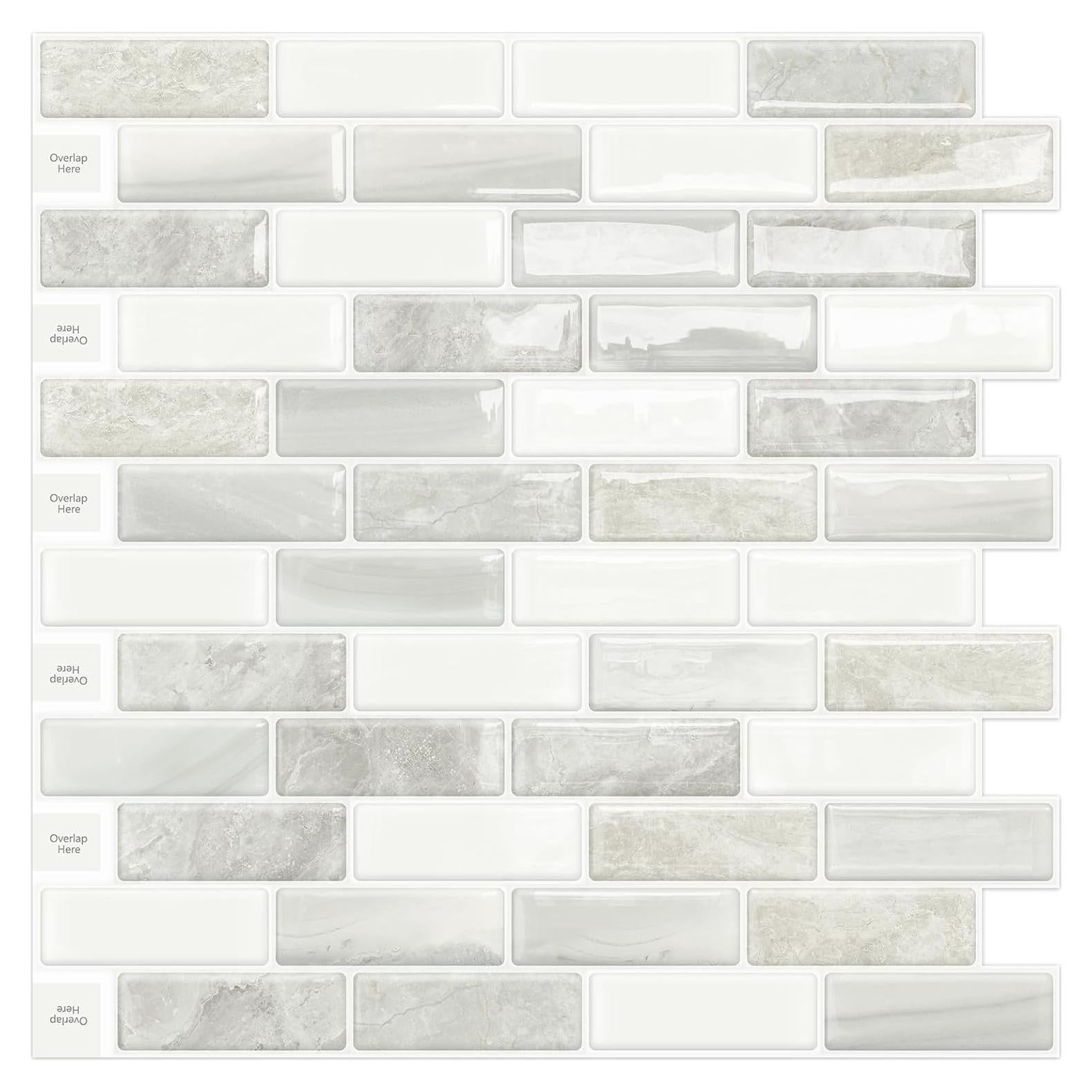 Fondo de cocina autoadhesivo DEWOO 3D mármol beige 10 hojas