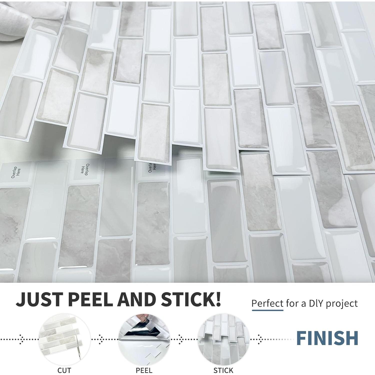 Fondo de cocina autoadhesivo DEWOO 3D mármol beige 10 hojas