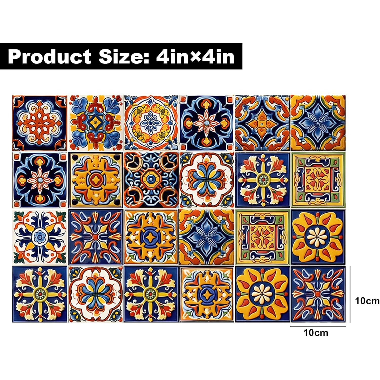 48 Calcomanías de Azulejo ShioShin 10x10cm Boho Retro