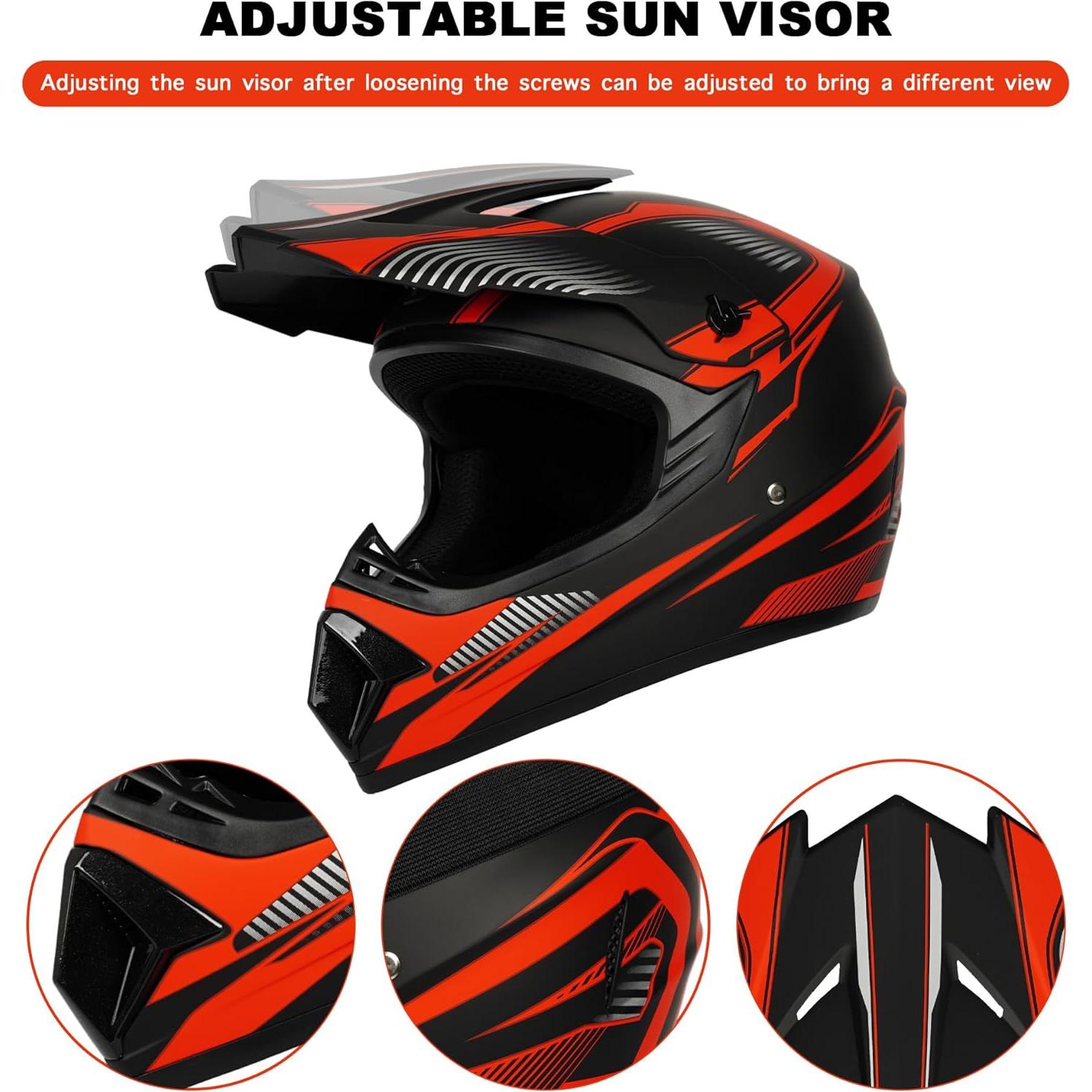 Casco Motocross Juvenil Yesmotor Rojo Talla S