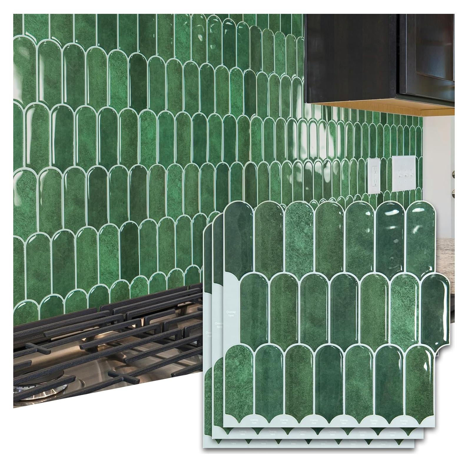 Azulejos Autoadhesivos Art3d 10 Hojas 30.48cm Mármol Verde