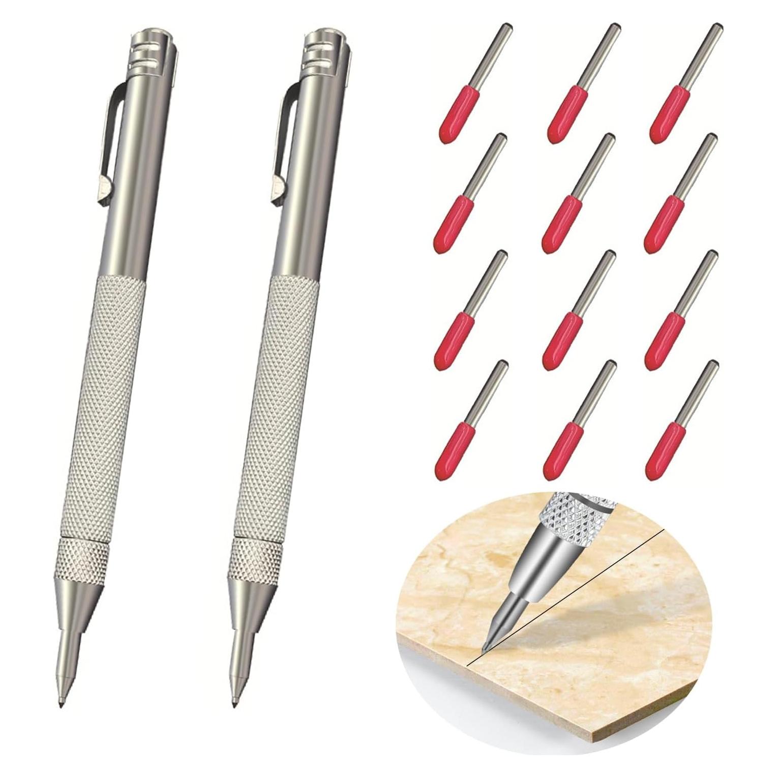 2 Piezas Scriber de Carburo de Tungsteno IMEIJU con 12 Puntas