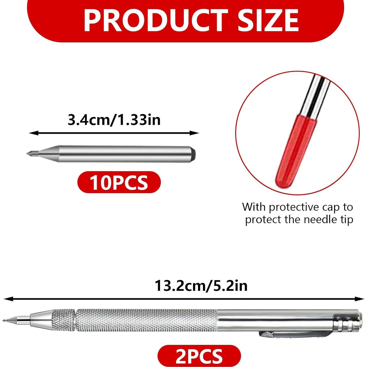 2 Scribes de Carburo de Tungsteno Bcautay con 10 Puntas Reemplazo