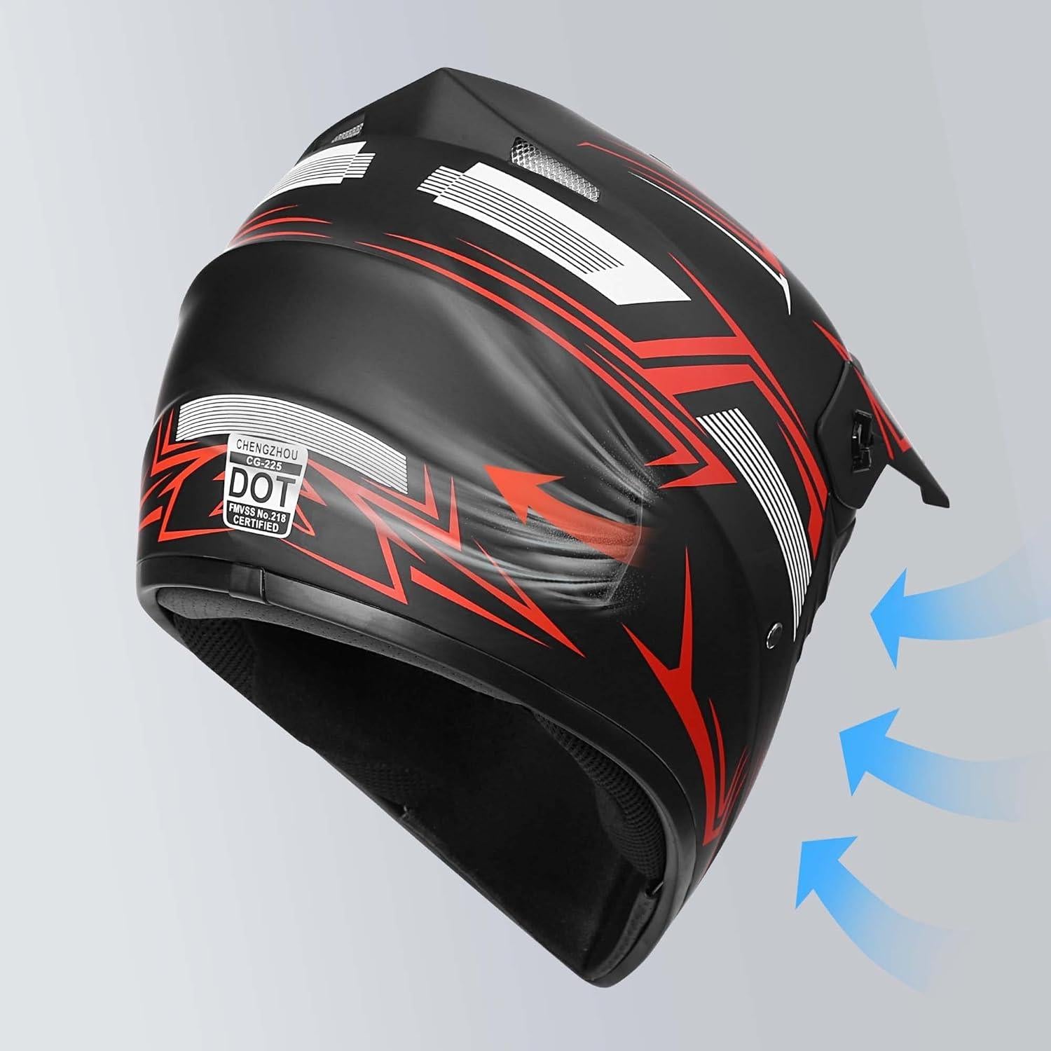 Casco de Motocross Yesmotor 225 Rojo Grande + Set 4 Piezas