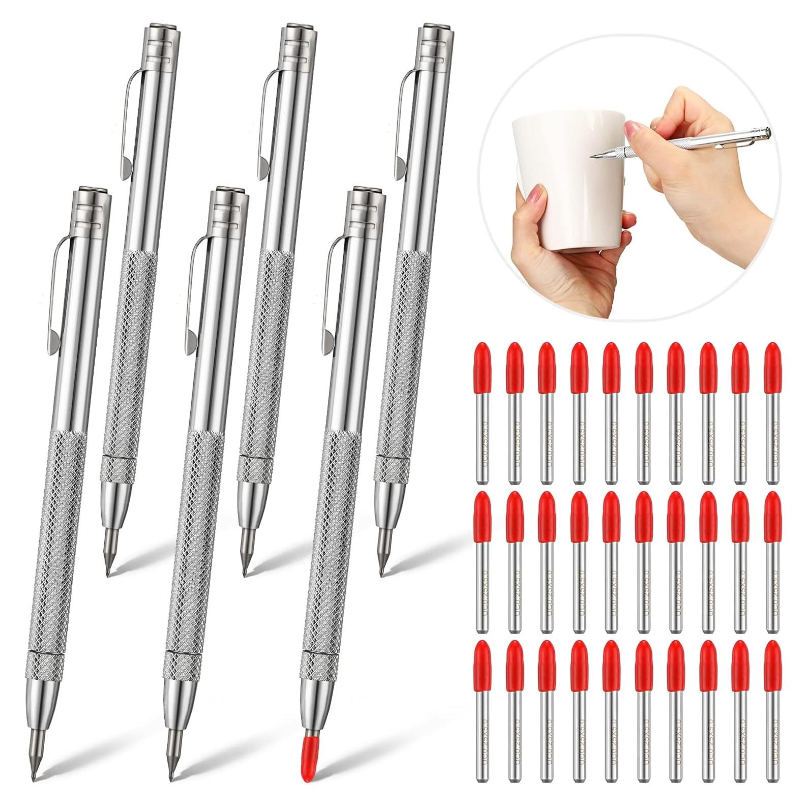 Ctosree 6 Bolígrafos Scribe Carburo Tungsteno + 30 Puntas Reemplazo