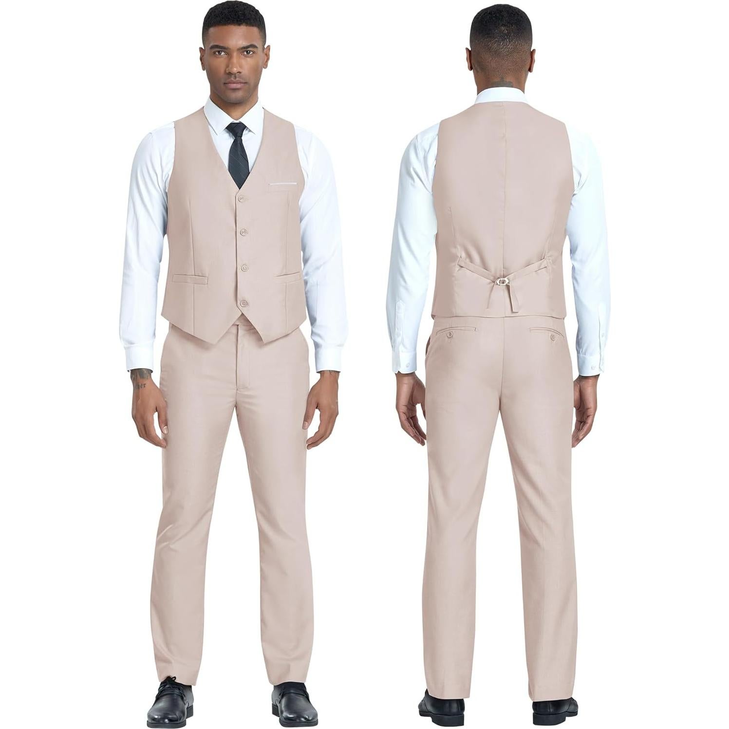 Conjunto de traje slim fit 3 piezas para hombres - Beige