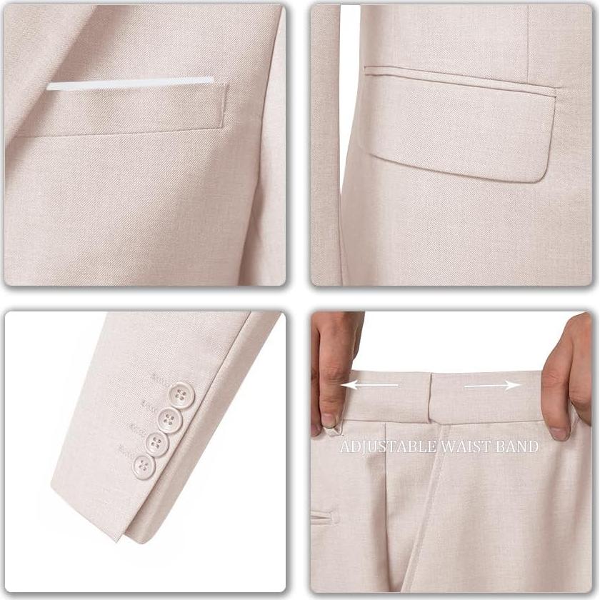 Conjunto de traje slim fit 3 piezas para hombres - Beige