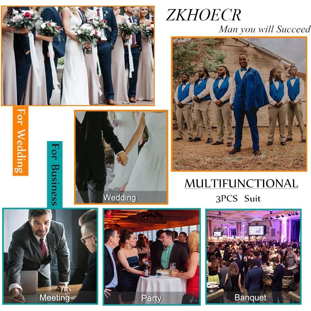 Conjunto de traje slim fit 3 piezas para hombres - Beige