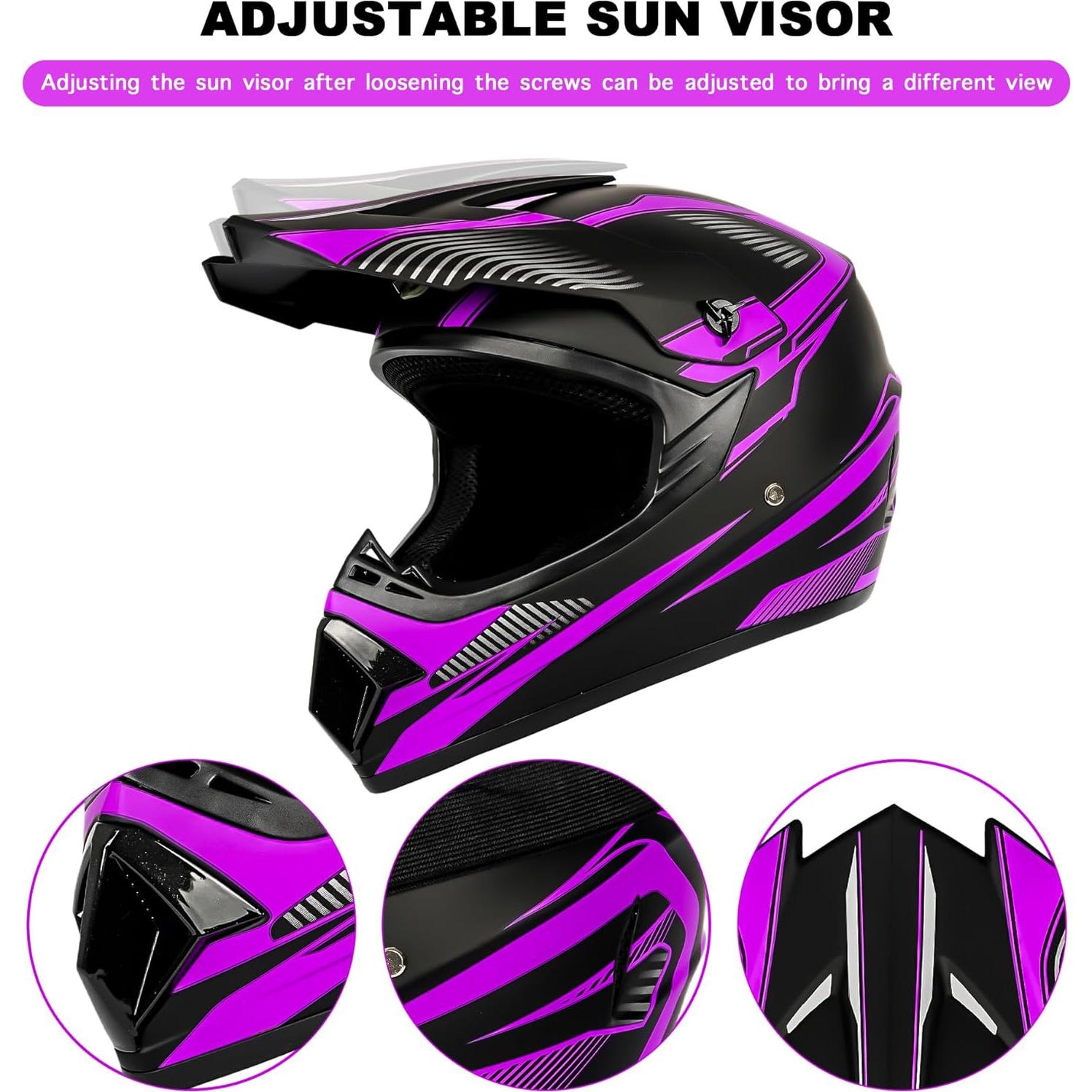 Casco Motocross Juvenil Yesmotor L Guantes Gafas Máscara