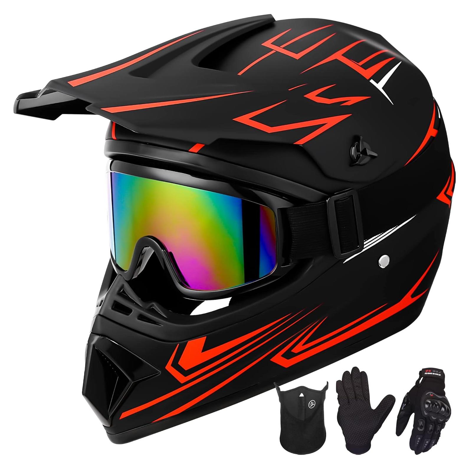Casco de Motocross Yesmotor 225 Rojo Pequeño Set 4 Piezas