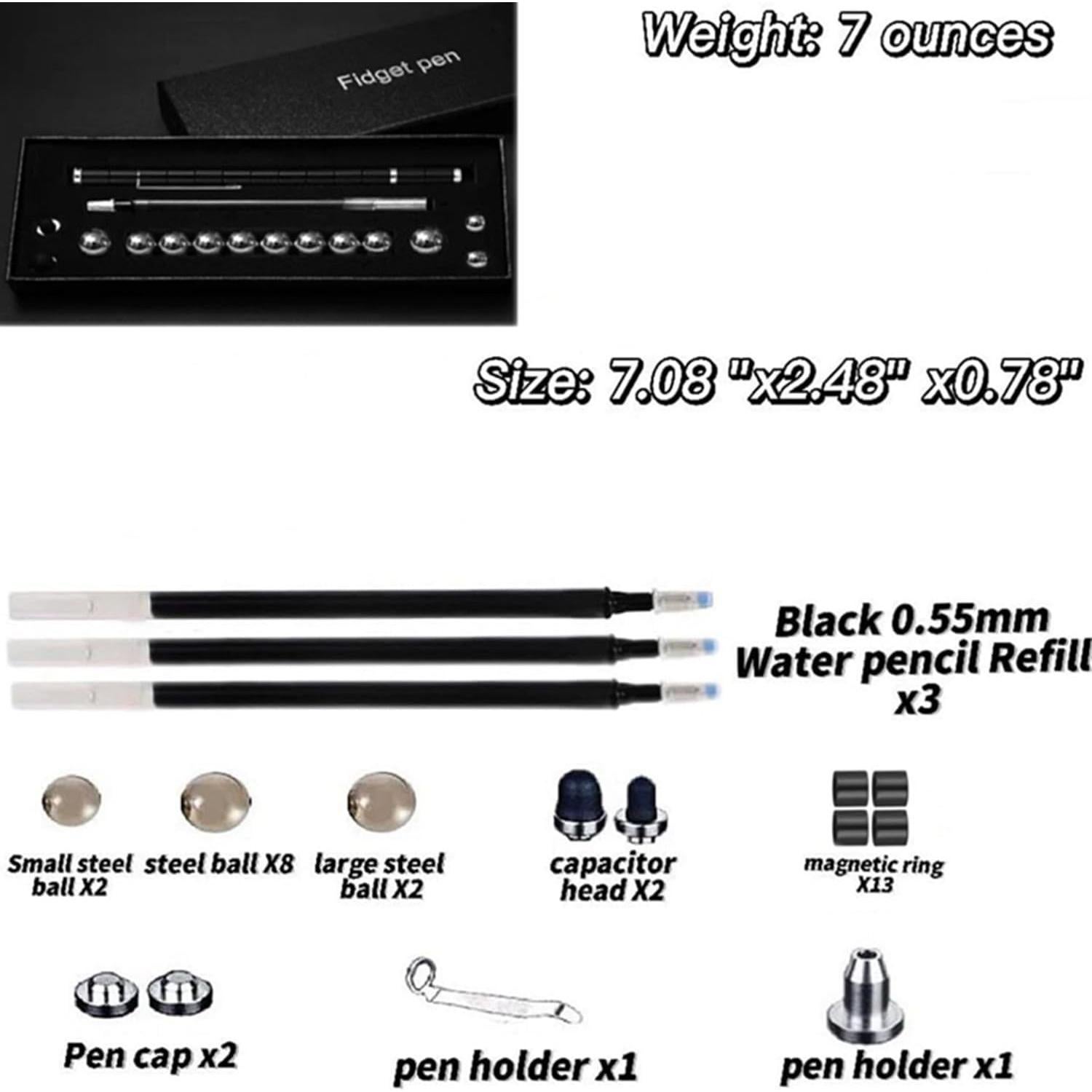 Bolígrafo Magnético Multifuncional AYXXZJD Negro - Descompresor