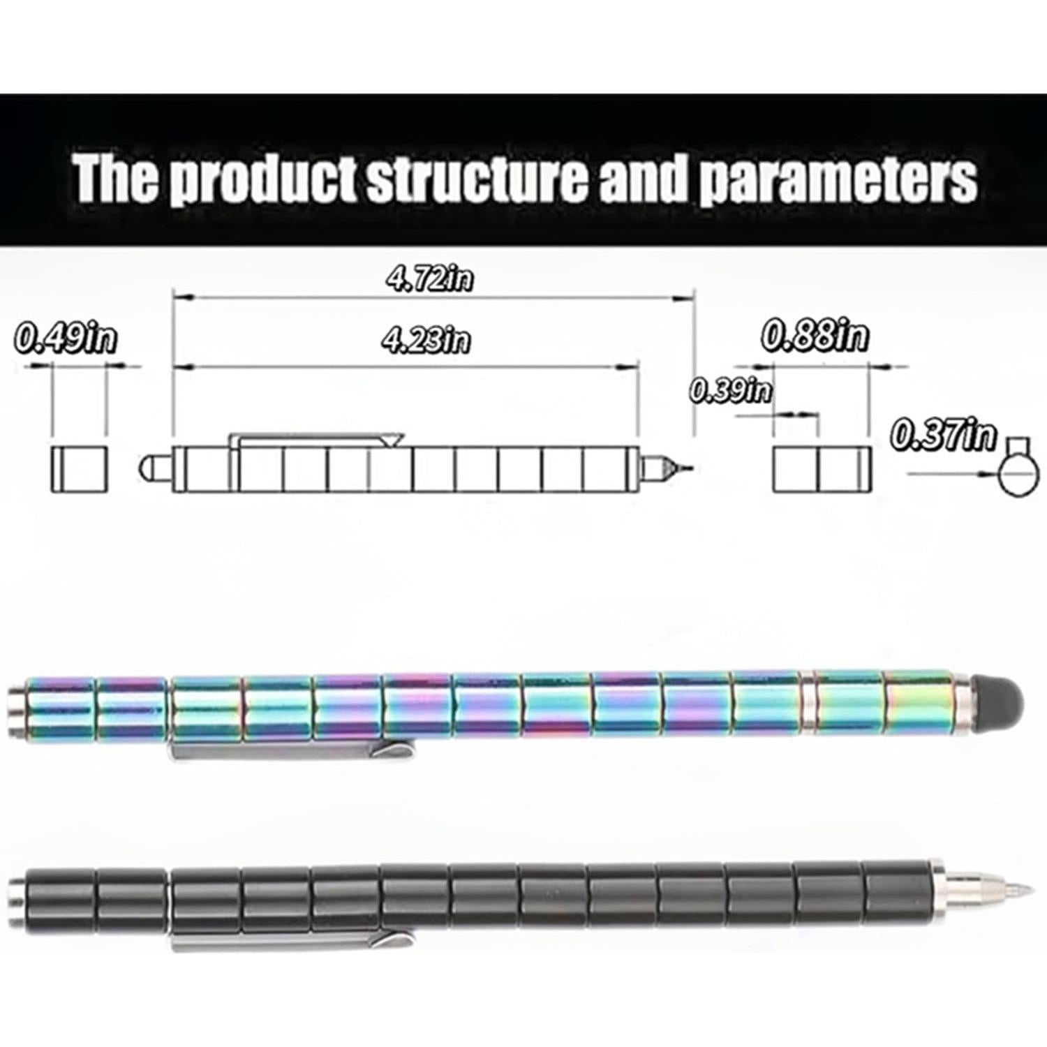 Bolígrafo Magnético Multifuncional AYXXZJD Negro - Descompresor