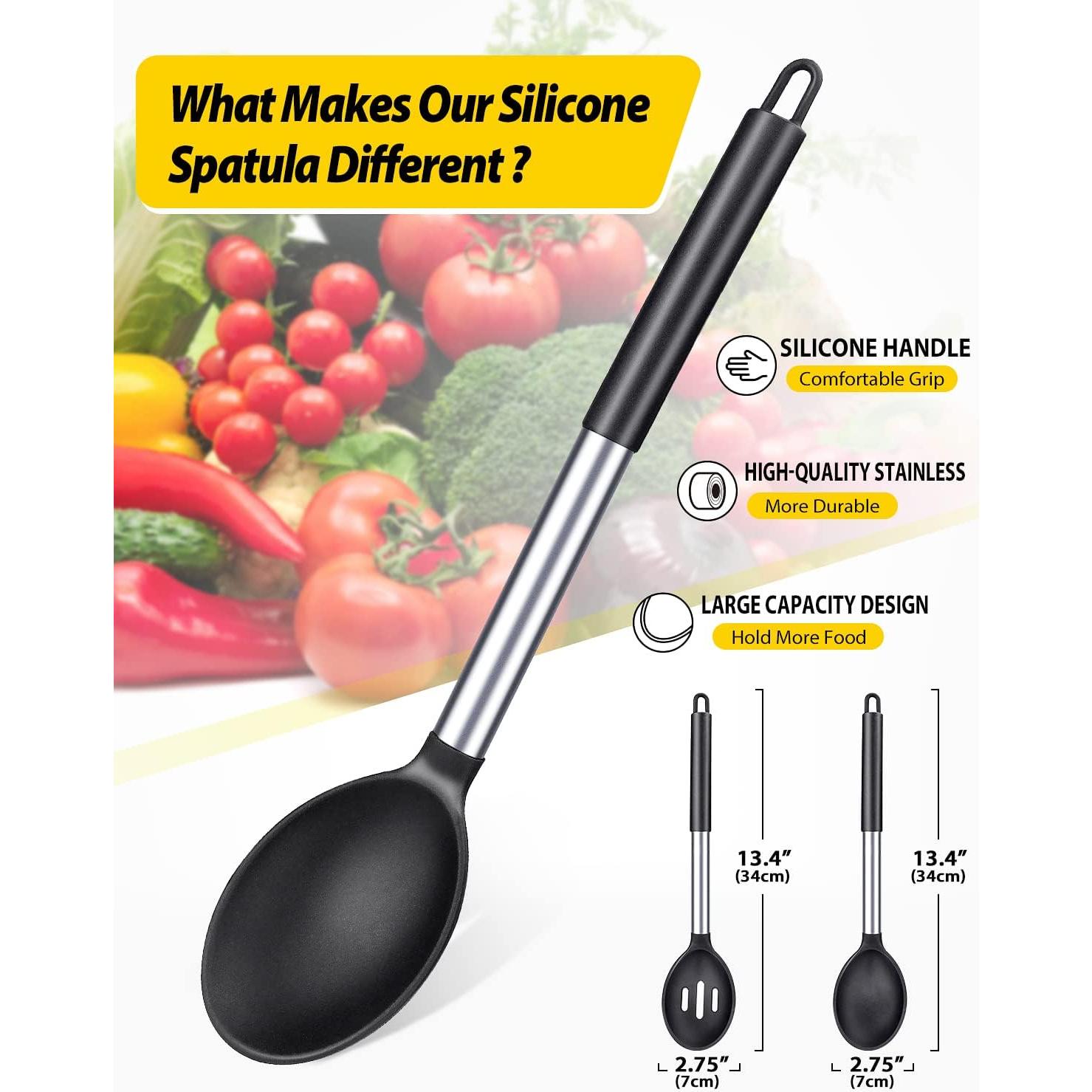 Juego de 2 Cucharas de Cocina de Silicona BUNDLEPRO - Antiadherente