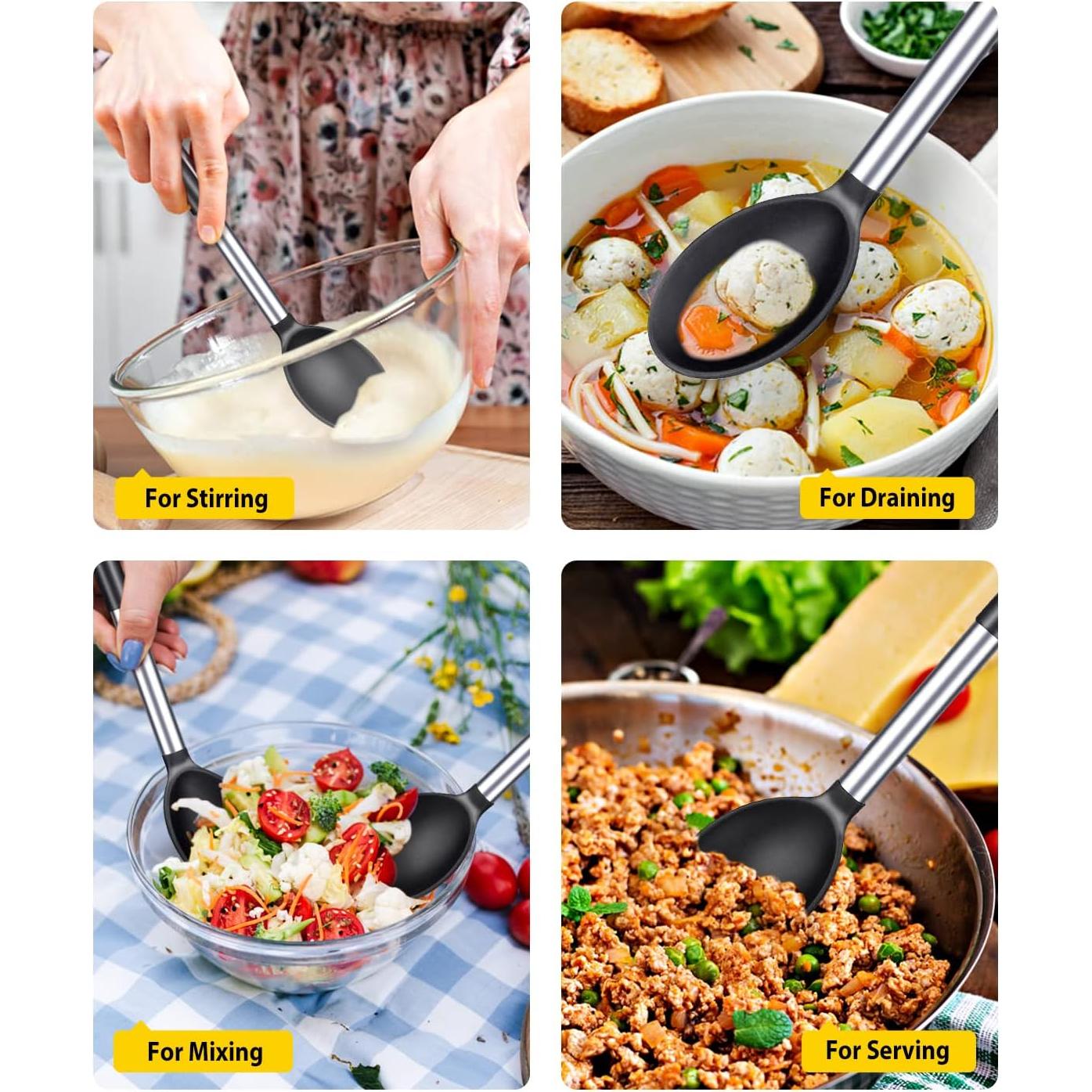 Juego de 2 Cucharas de Cocina de Silicona BUNDLEPRO - Antiadherente