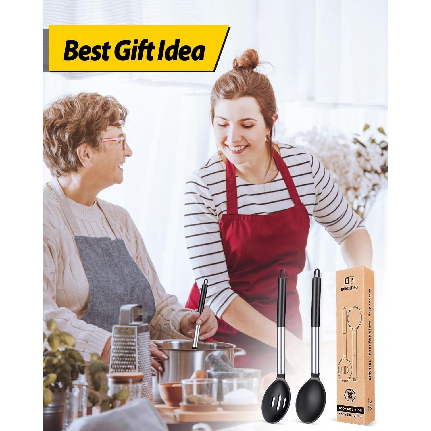 Juego de 2 Cucharas de Cocina de Silicona BUNDLEPRO - Antiadherente