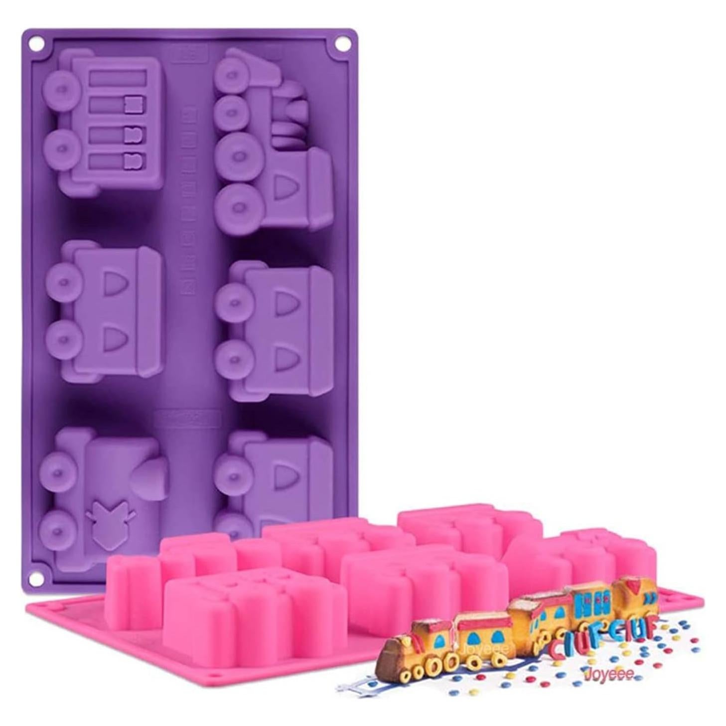 Molde de Pastel de Tren Joyeee de Silicona 6 Cavidades 30x17.5cm