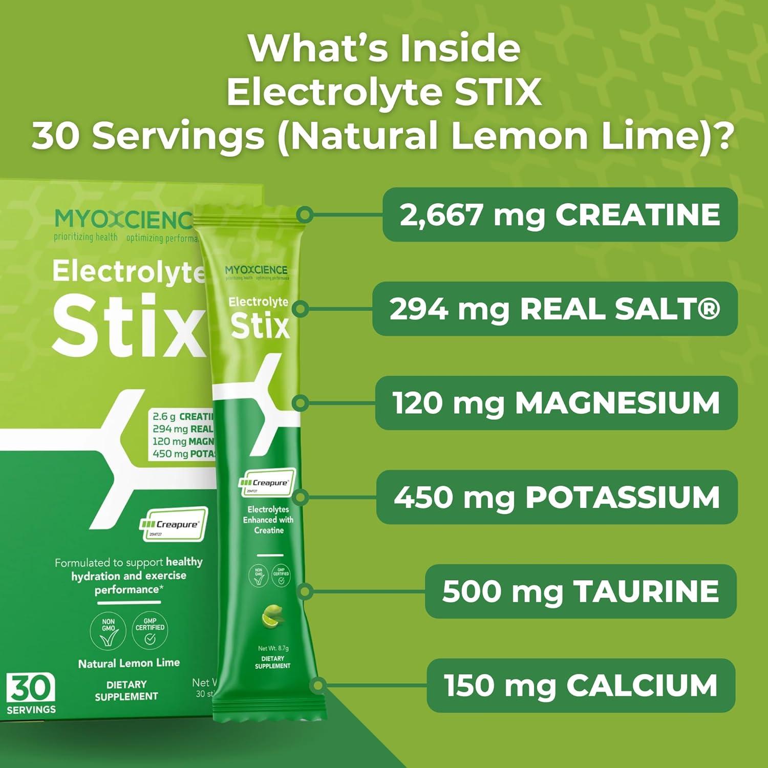 MYOXCIENCE Electrolyte STIX 30 ct - Polvo de Electrolitos Limón Lima