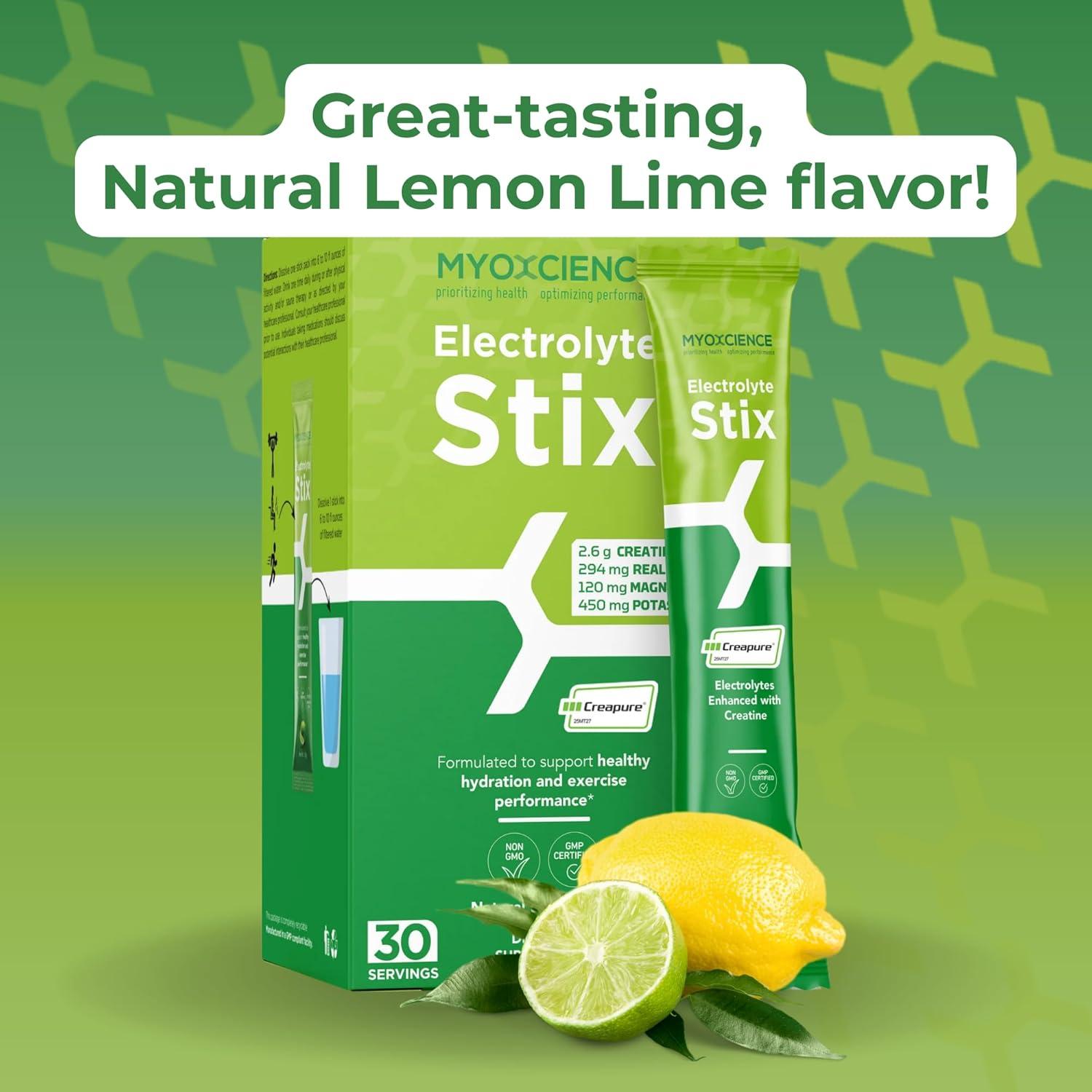 MYOXCIENCE Electrolyte STIX 30 ct - Polvo de Electrolitos Limón Lima