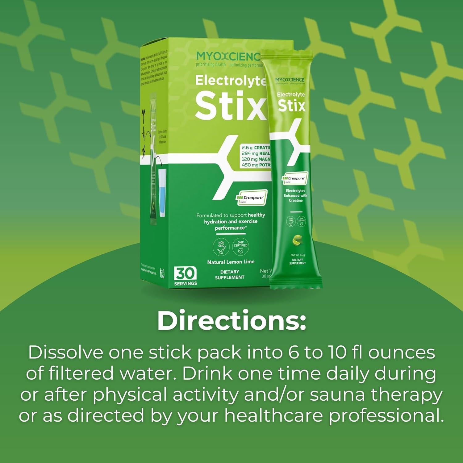 MYOXCIENCE Electrolyte STIX 30 ct - Polvo de Electrolitos Limón Lima