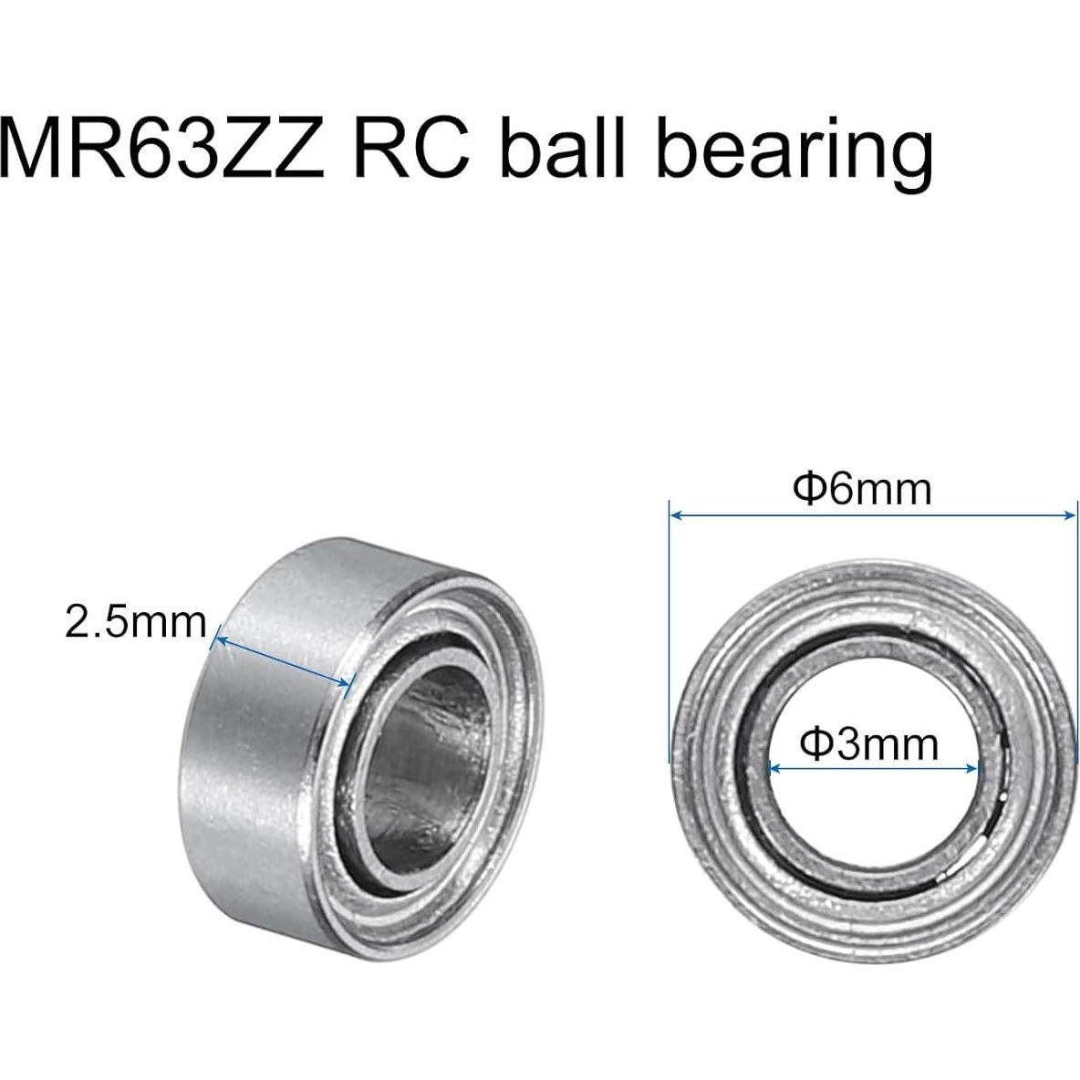 Rodamientos de Bolas MR63ZZ uxcell Doble Sellados 3x6x2.5mm