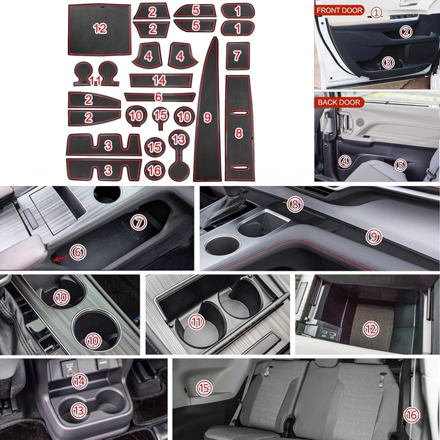 Inserto para Portavasos SENSHINE Toyota Sienna 2024-2021 Rojo